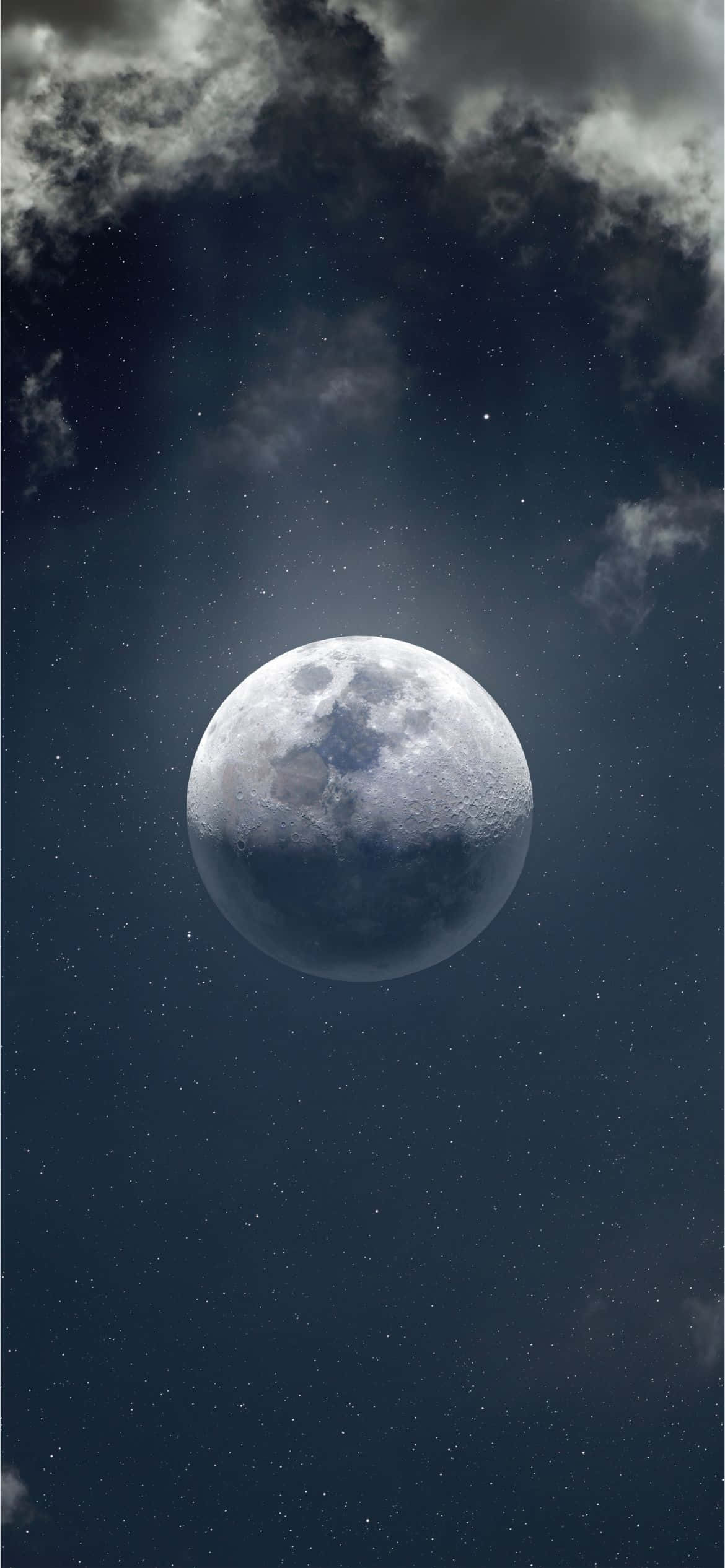 die maan word deur die wolke gesien Muurpapier