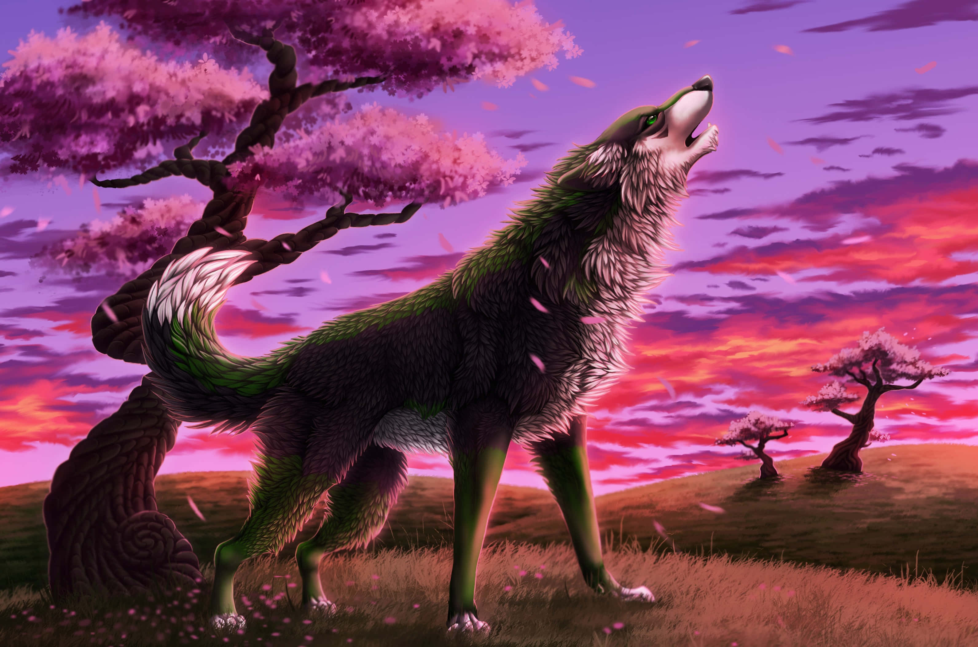 Die Majestueuse Aanskouing van 'n Koel Wolf Muurpapier