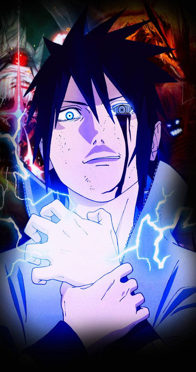 Die ontketening van die krag van Sasuke se Rinnegan-oog en Chidori-tegniek Muurpapier