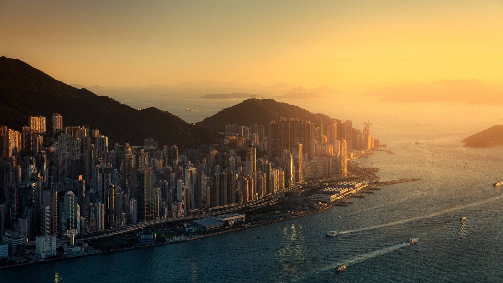 Die pragtige stadslyn van Hong Kong Muurpapier