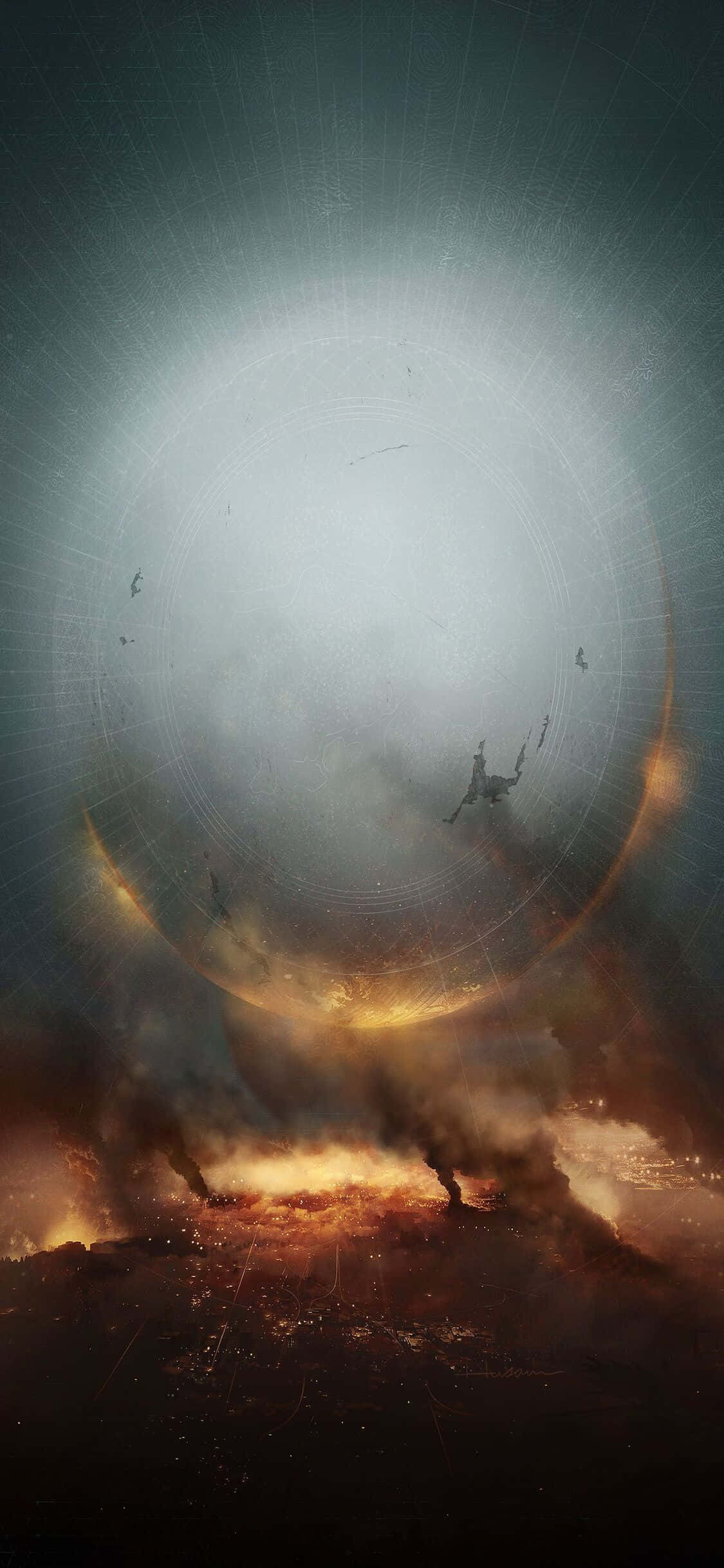 Die pragtige visuele van Destiny 2 op iPhone Xs Muurpapier