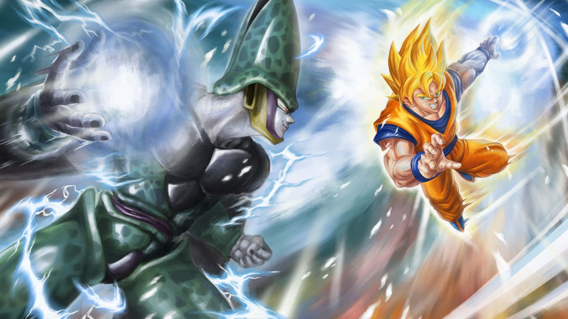 Die Saiyan-helde van Dragon Ball Super in 'n epiese geveg Muurpapier