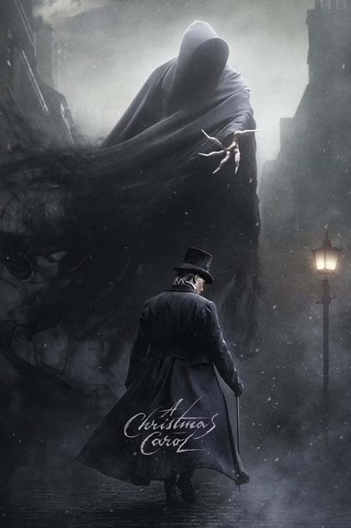 Die Spook van Kersfees Verlede besoek Scrooge in 'A Christmas Carol' Muurpapier
