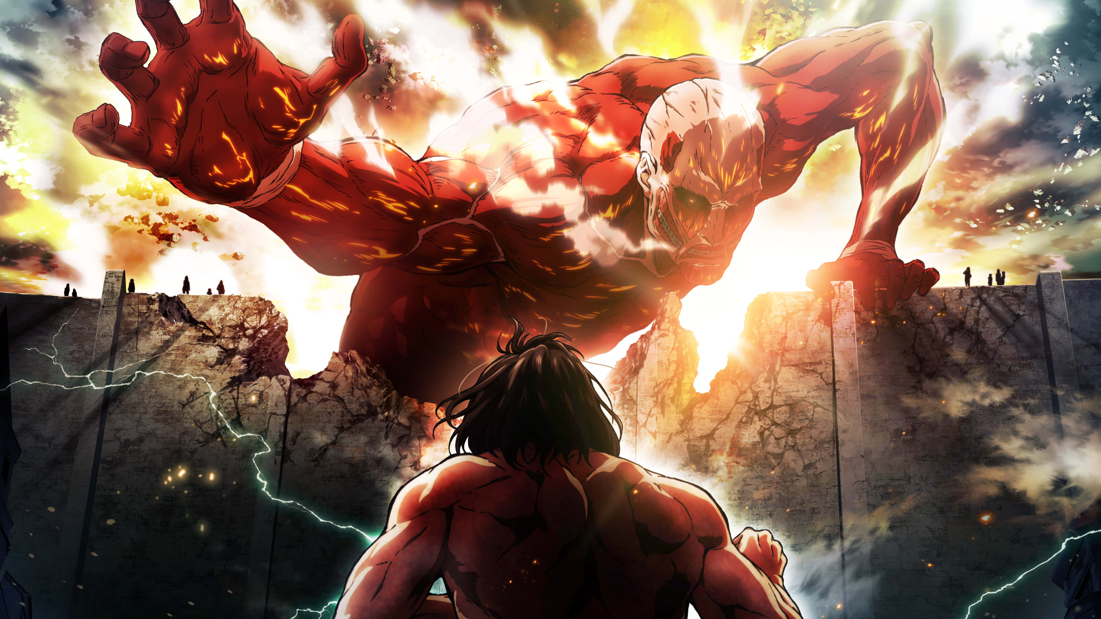 Die stryd om die mensdom te red in die boeiende anime-reeks Attack on Titan Muurpapier