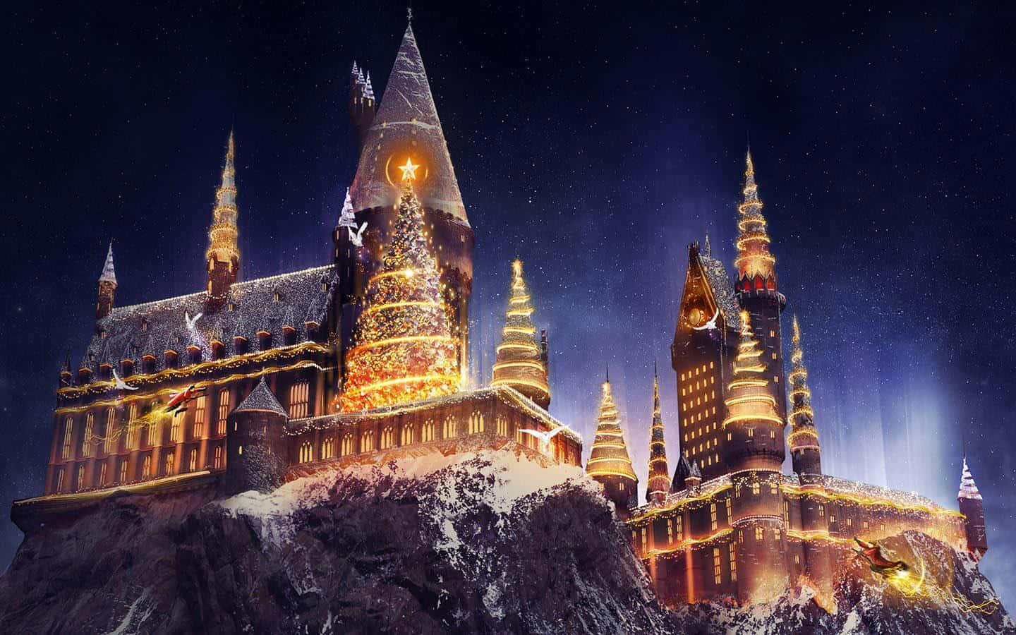 Die Towerende Wêreld van Harry Potter Kersfees Temapark Muurpapier