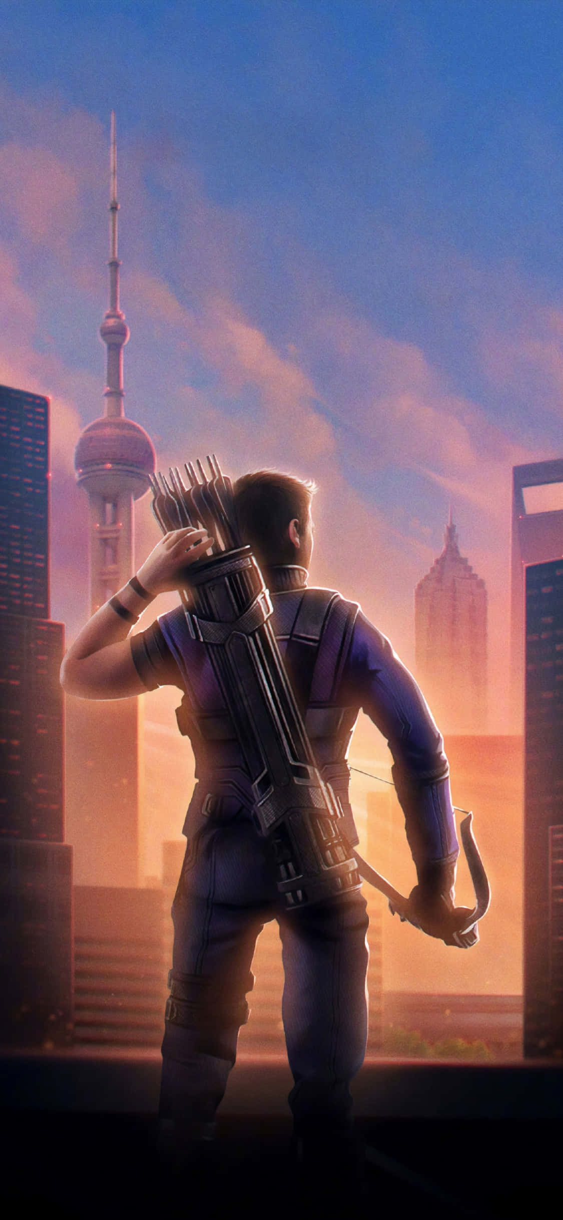 "Die uiteindelike beskermer, Hawkeye wat ons wêreld veilig hou." Muurpapier