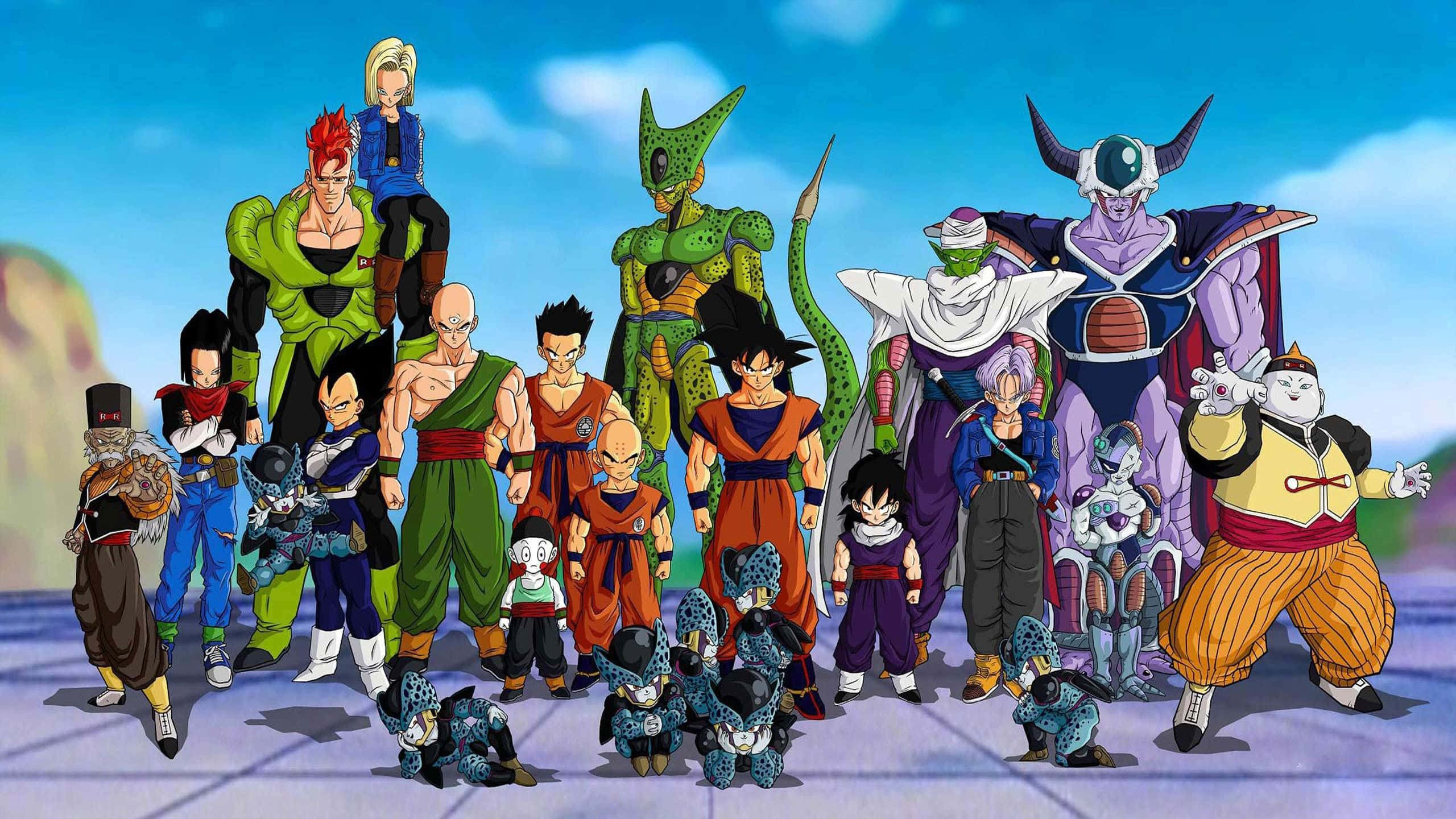 "Die vegters van Dragon Ball Super staan saam vir 'n nuwe hoofstuk in heldhaftige gevegte!" Muurpapier