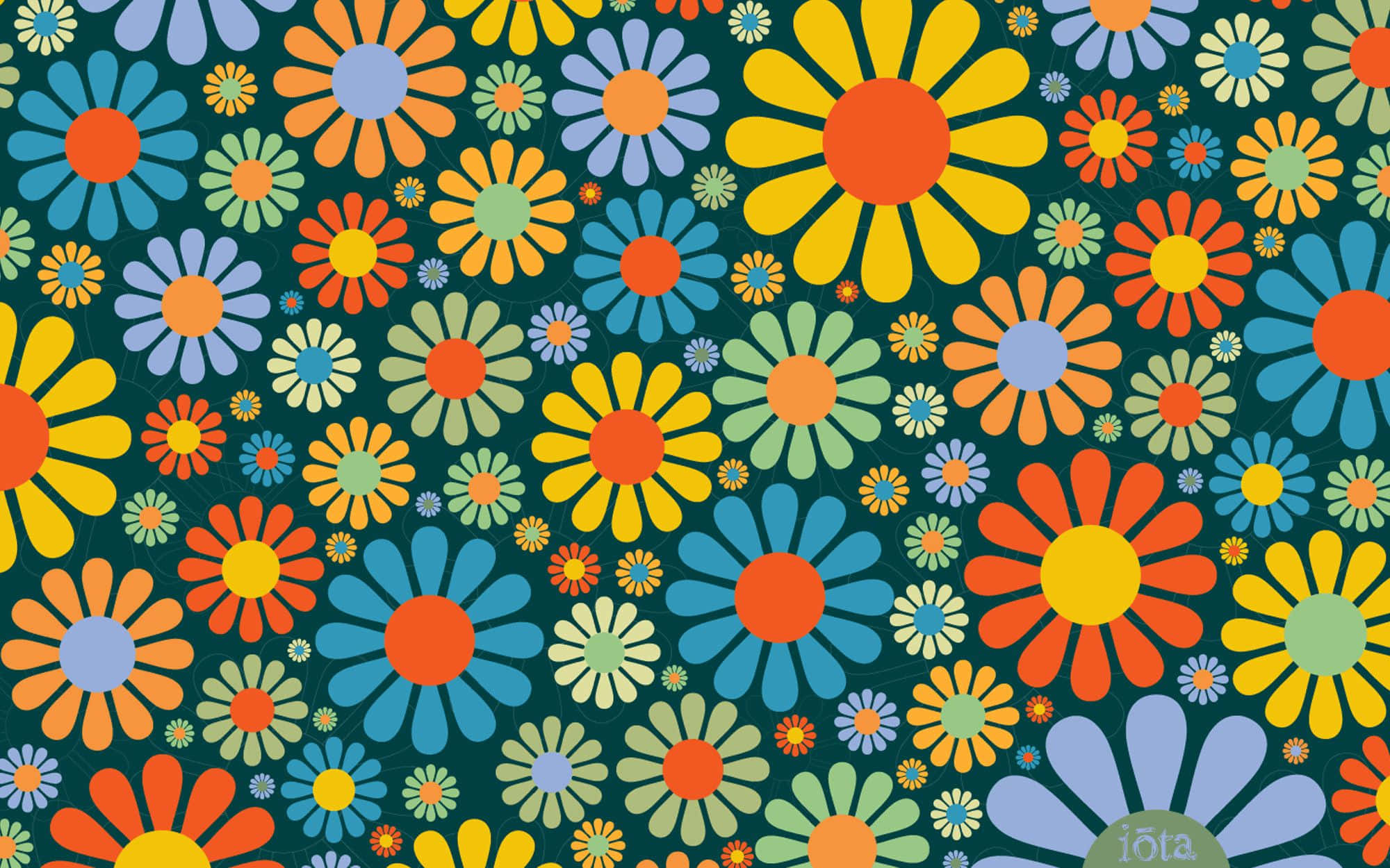 Digitale Kuns van Blom 70's Estetika Lessenaar Muurpapier