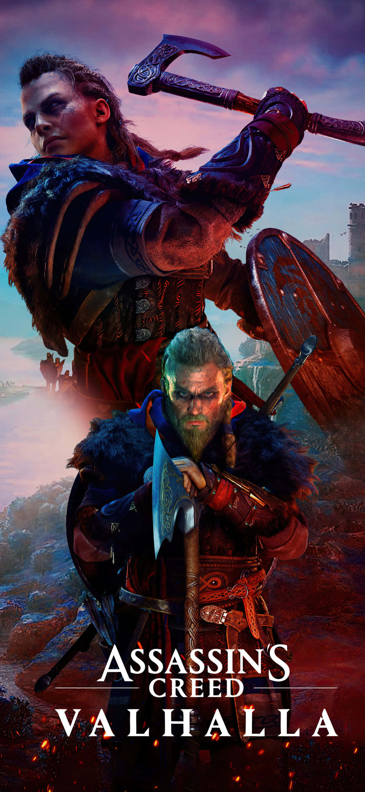 Digitale Sleutelkuns iPhone Xs Max Assassin's Creed Valhalla Agtergrond Muurpapier
