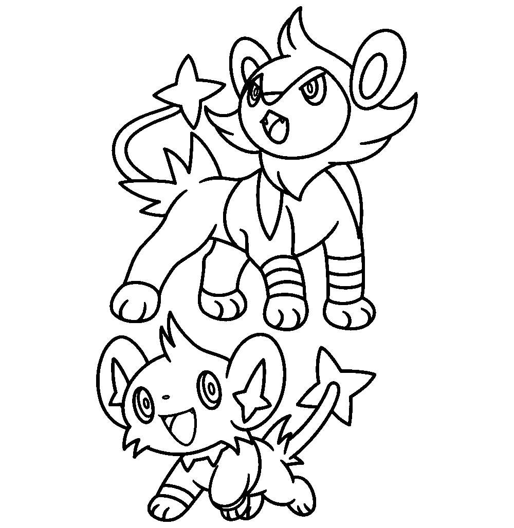 Dinamiese Duo - Luxio en Shinx in Aksie Muurpapier
