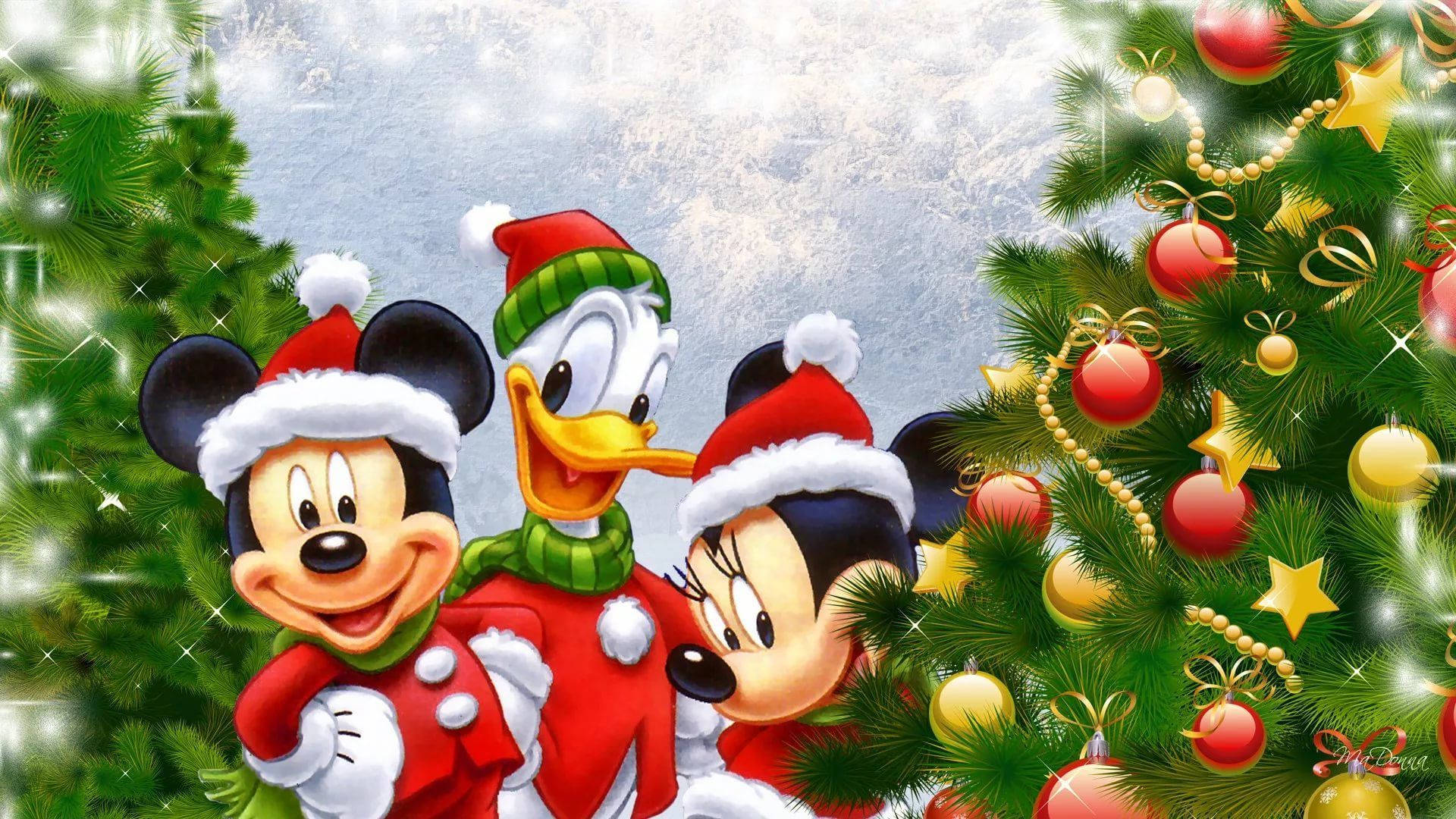 Disney 1920x1080 HD Mickey Mouse en Vriende Kersbome Muurpapier