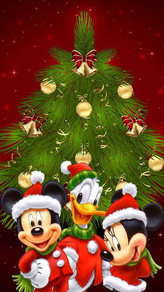 Disney Kersfees iPhone Mickey En Vrolike Vriende Muurpapier