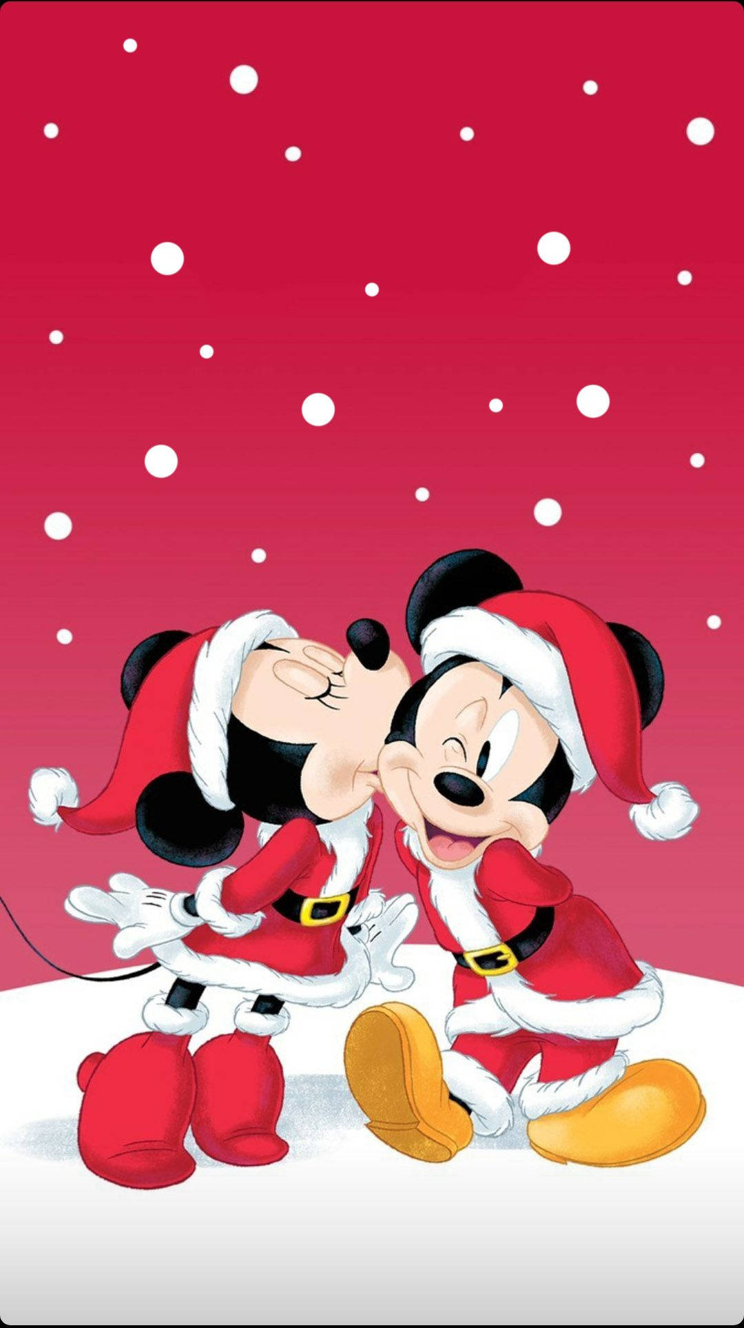 Disney Kersfees iPhone Mickey Kus Minnie Muurpapier