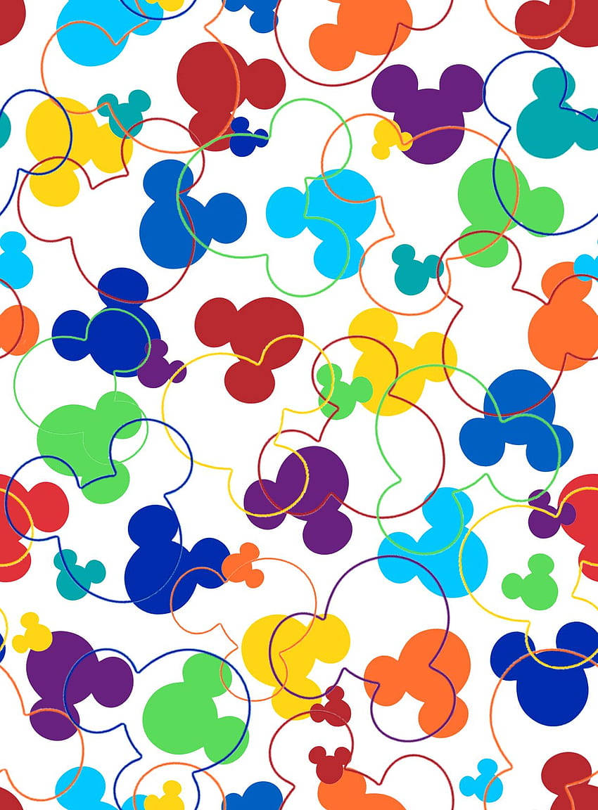 Disney patroon met kleurvolle Mickey Mouse koppe Muurpapier