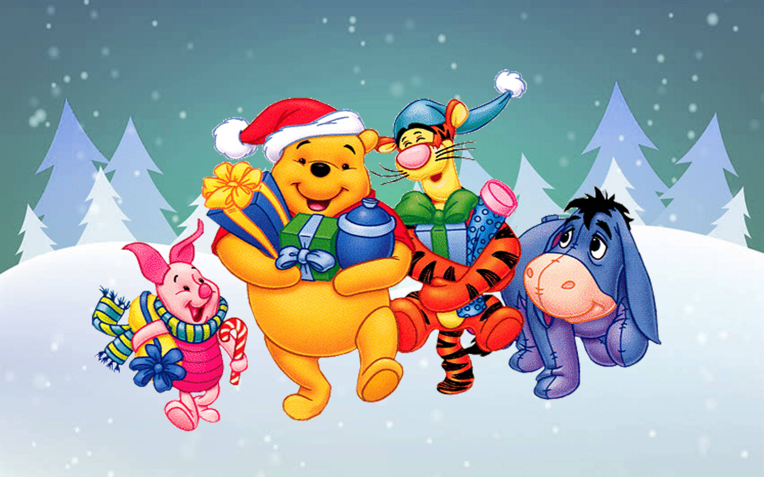 Disney Winnie The Pooh Kersfees Tema Muurpapier
