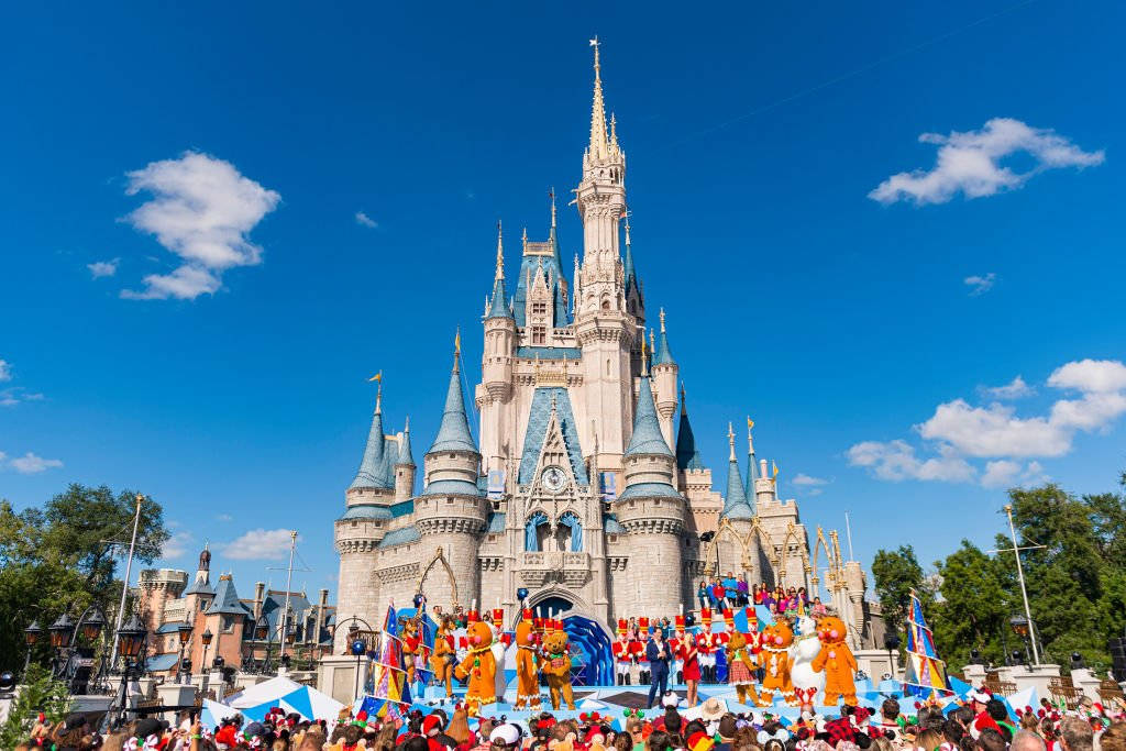 Disneyworld Kersfeesvertoning Muurpapier