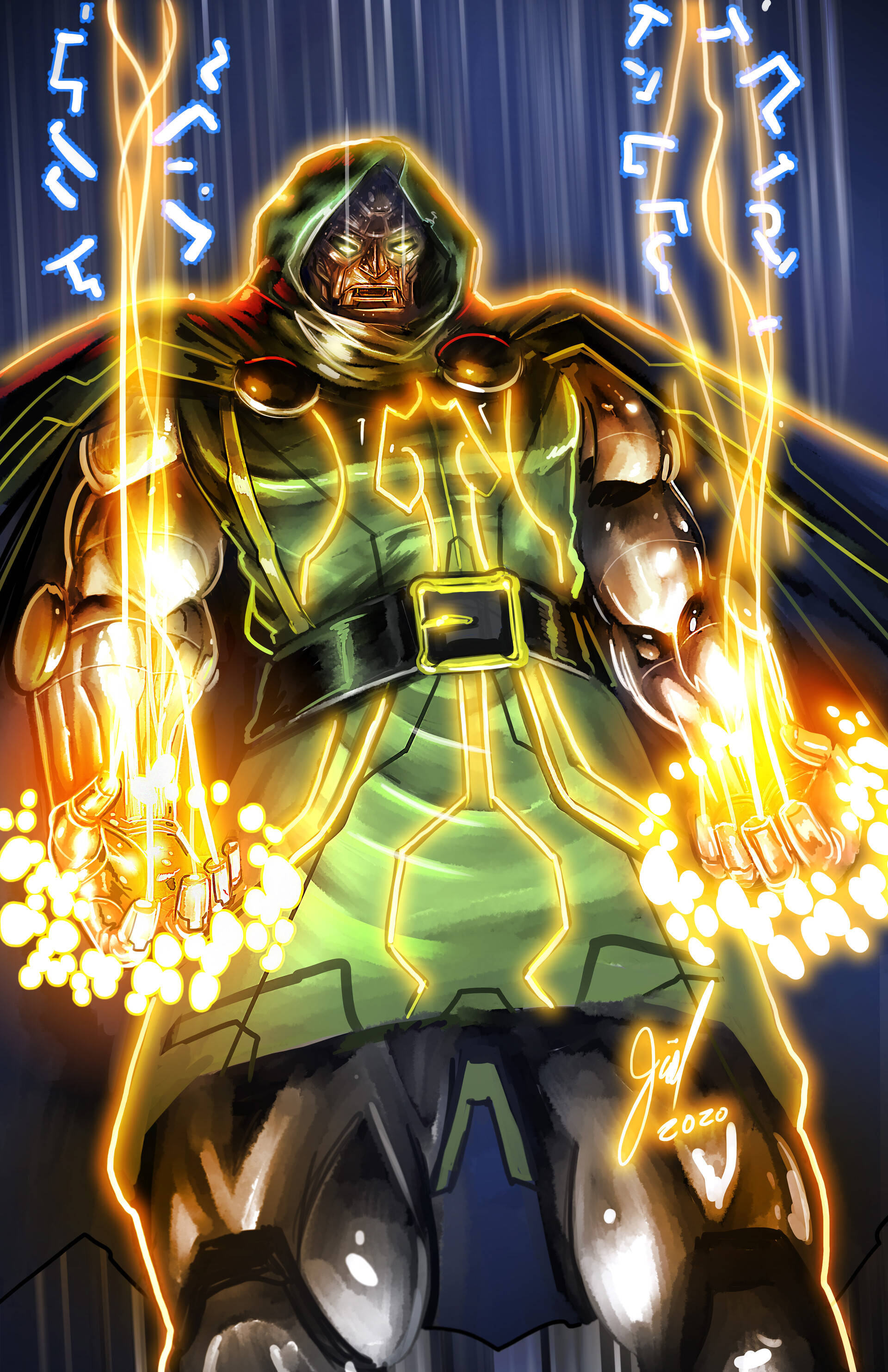 Doctor Doom Handskoen Lasers Muurpapier