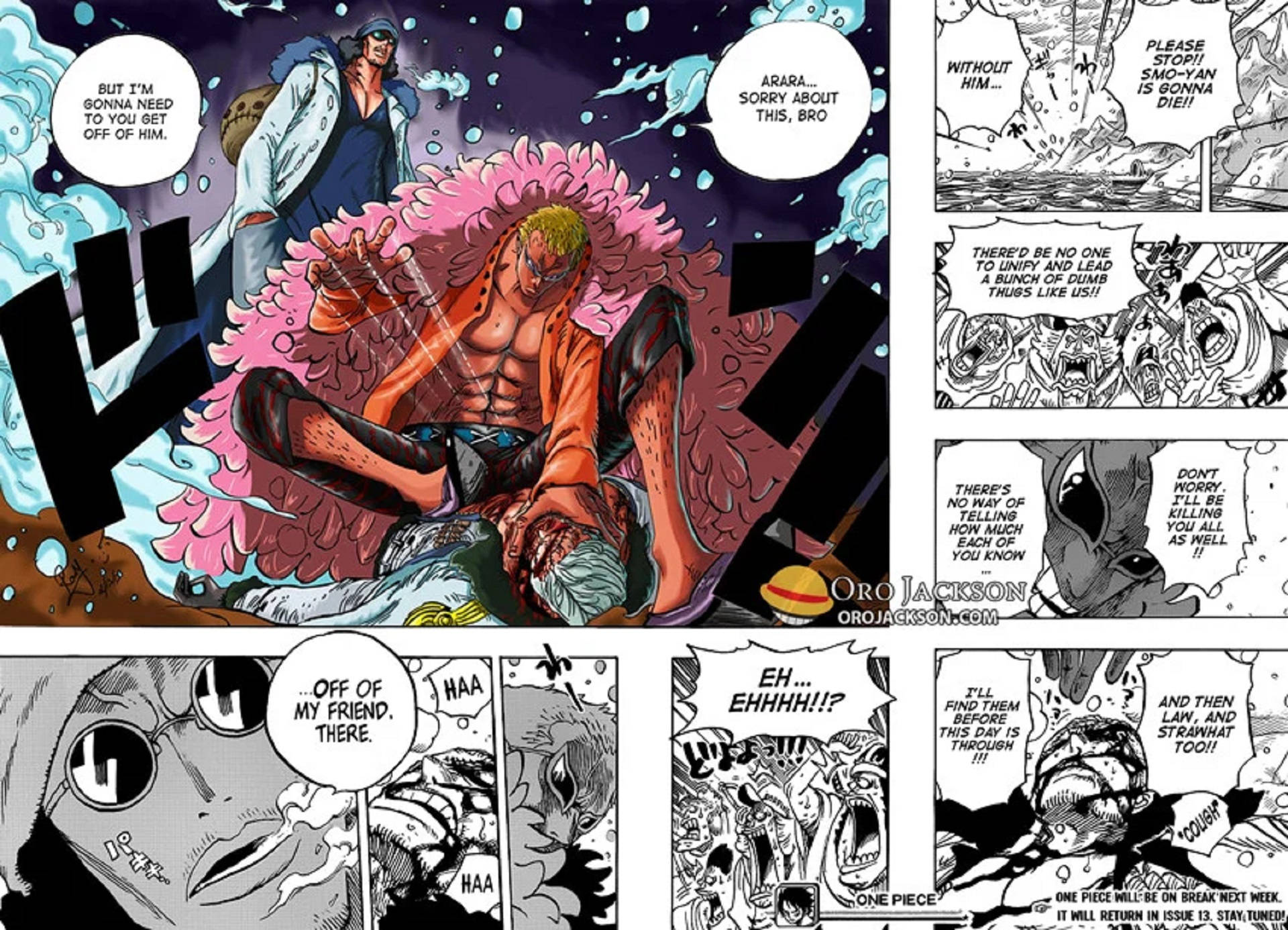Doflamingo en Kuzan Manga Paneel Muurpapier