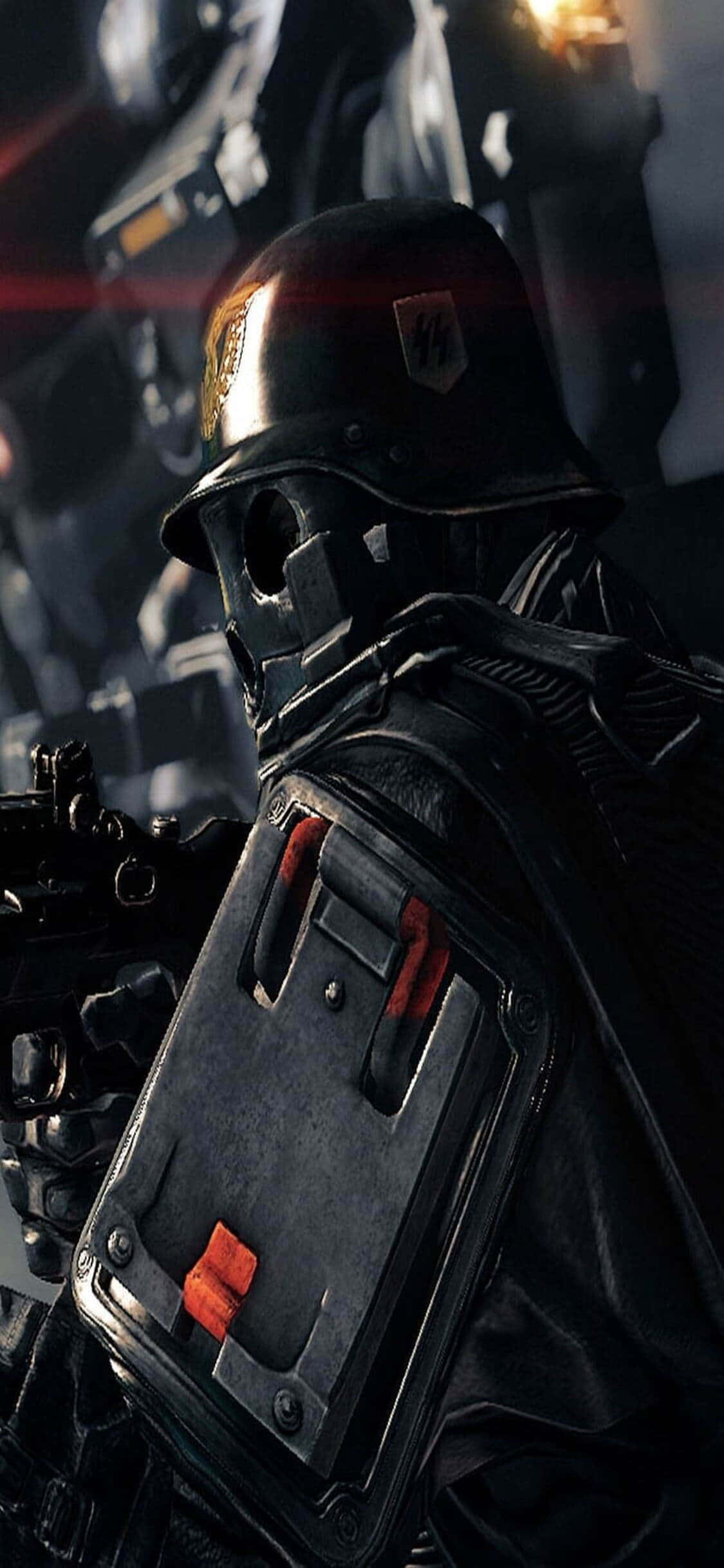 Dompel jouself in die wêreld van Wolfenstein II op jou nuwe iPhone Xs! Muurpapier