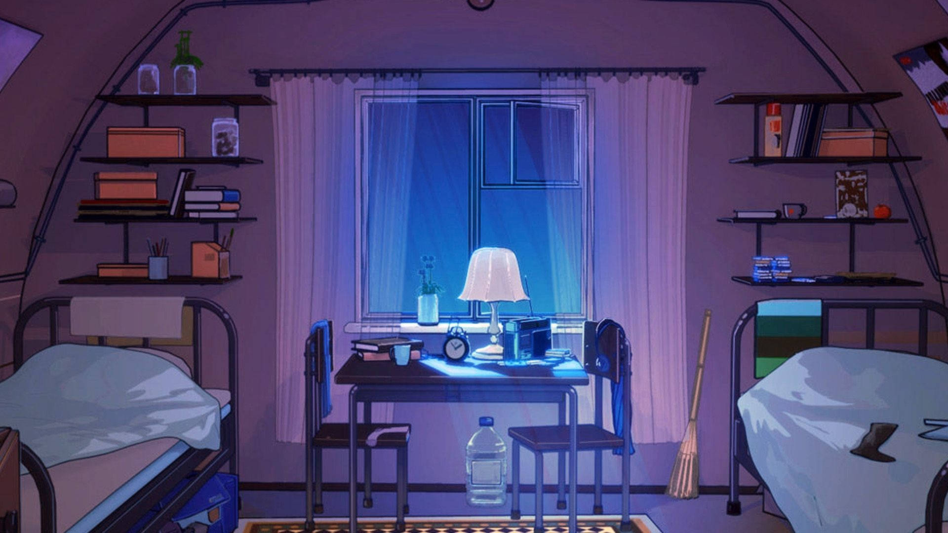 Donker Anime Kamer Muurpapier