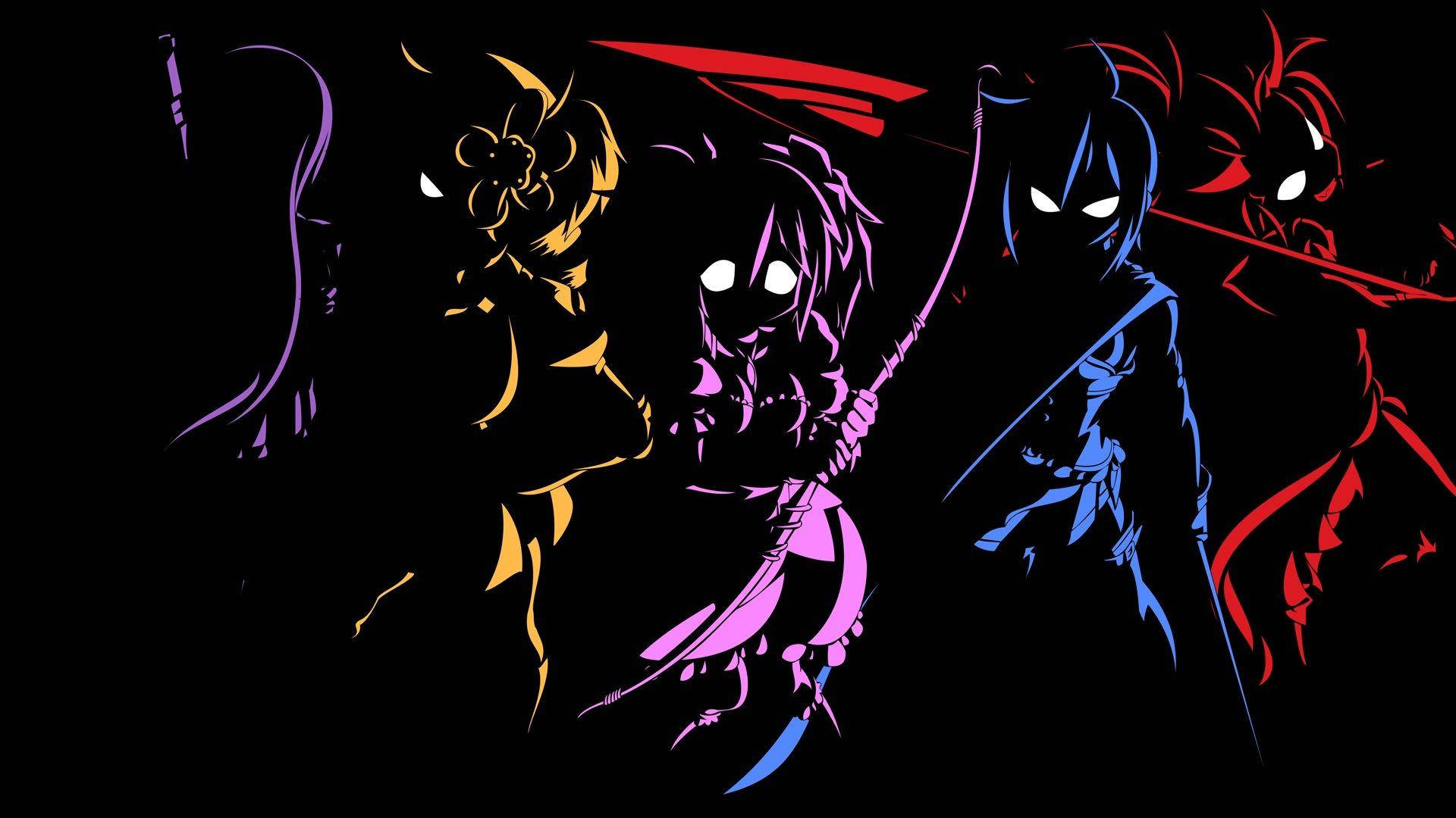Donker Anime Kleurvolle Karakter Silhouet Muurpapier