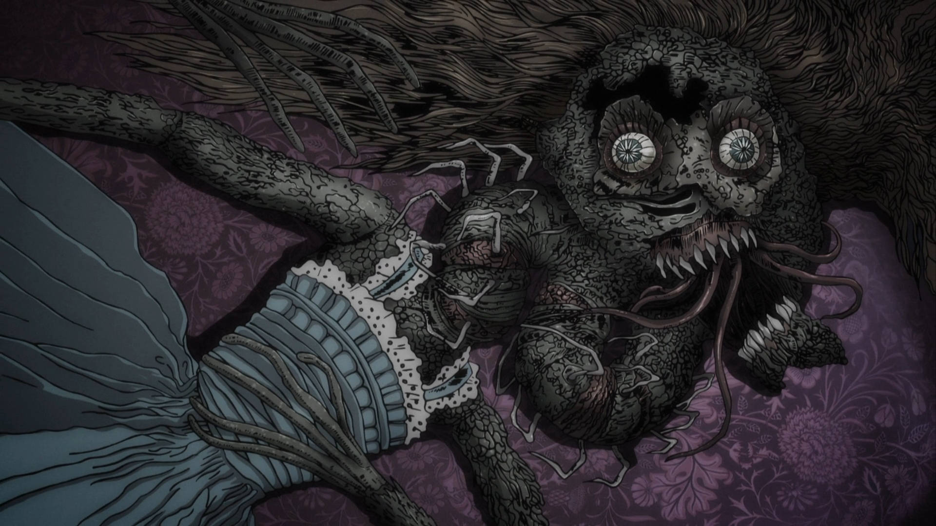 Donker Anime Monstermodel Fuchi Muurpapier
