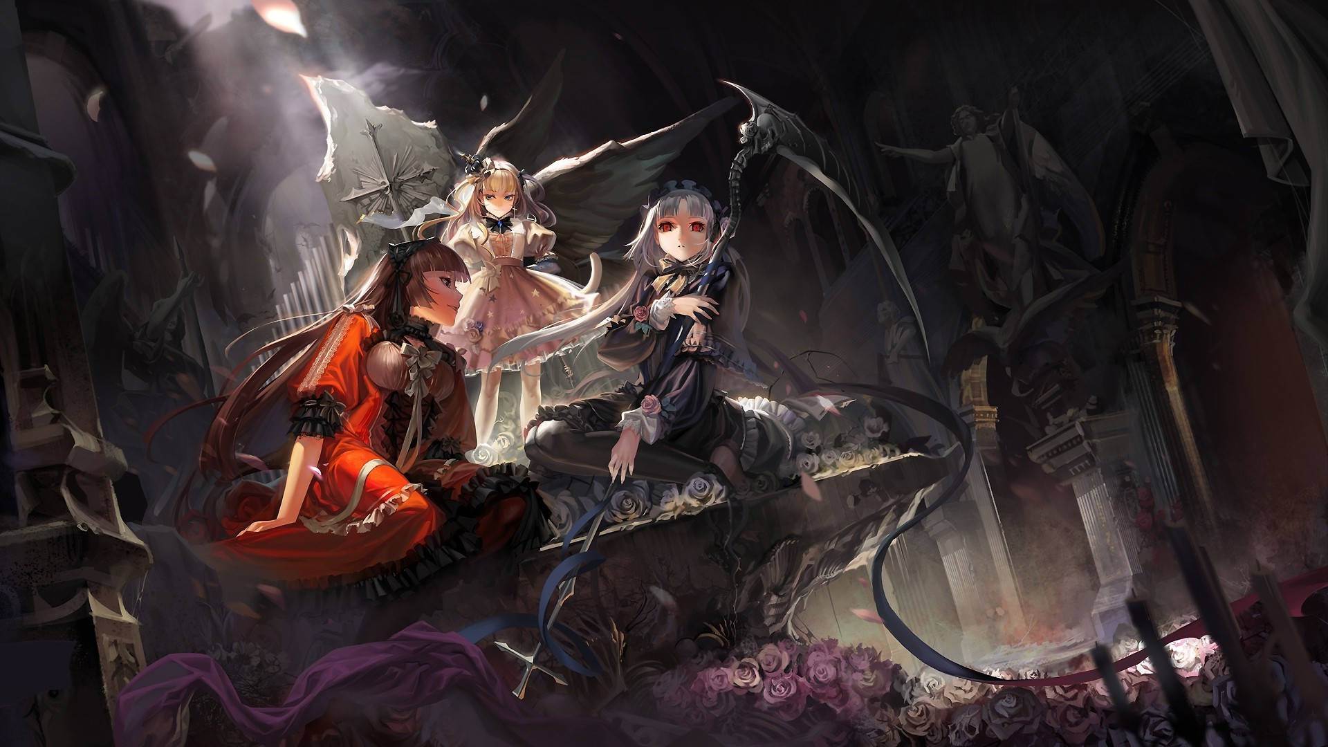 Donker Anime Rozen Maiden Kuns Muurpapier