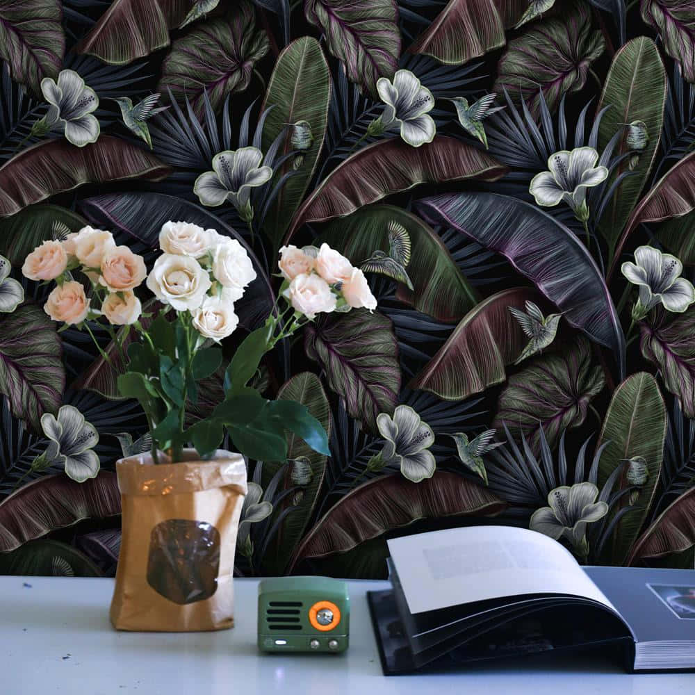 Donker Blomme-agtergrond: Muurpapier