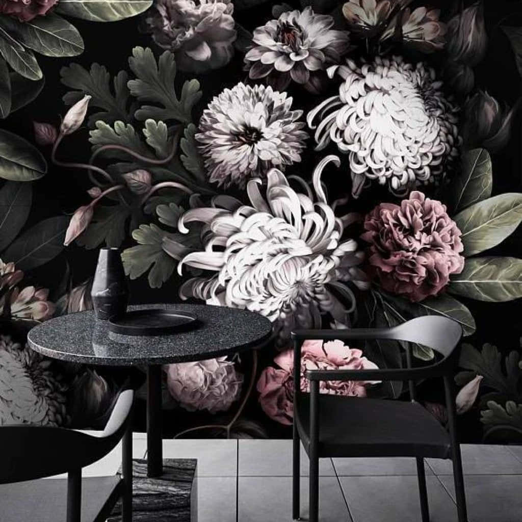 Donker Blomme Agtergrond Muurpapier