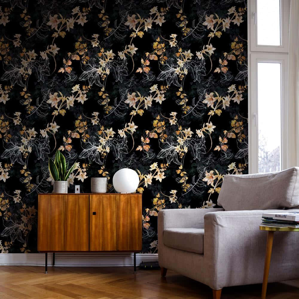 Donker Blomme-elegansie: 'n Geheimsinnige Bloeiende Agtergrond Muurpapier