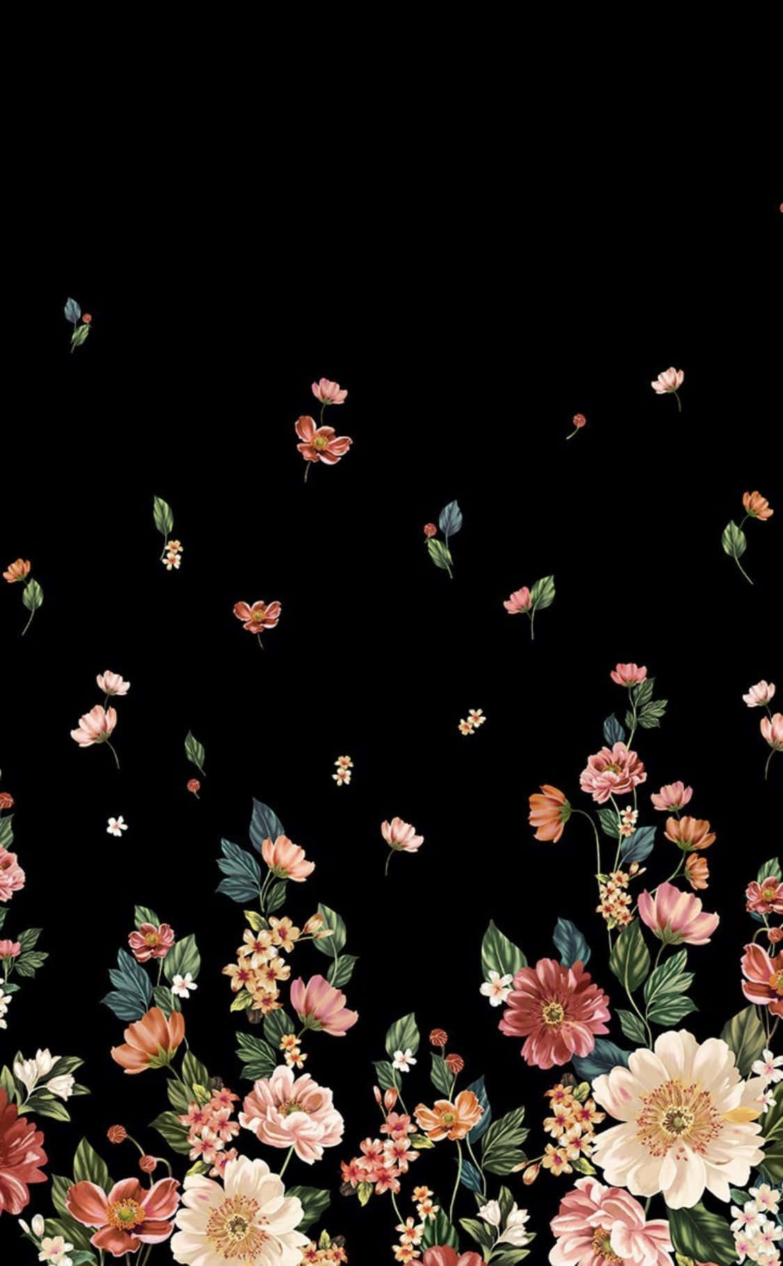 Donker Blomme Elegansie Muurpapier