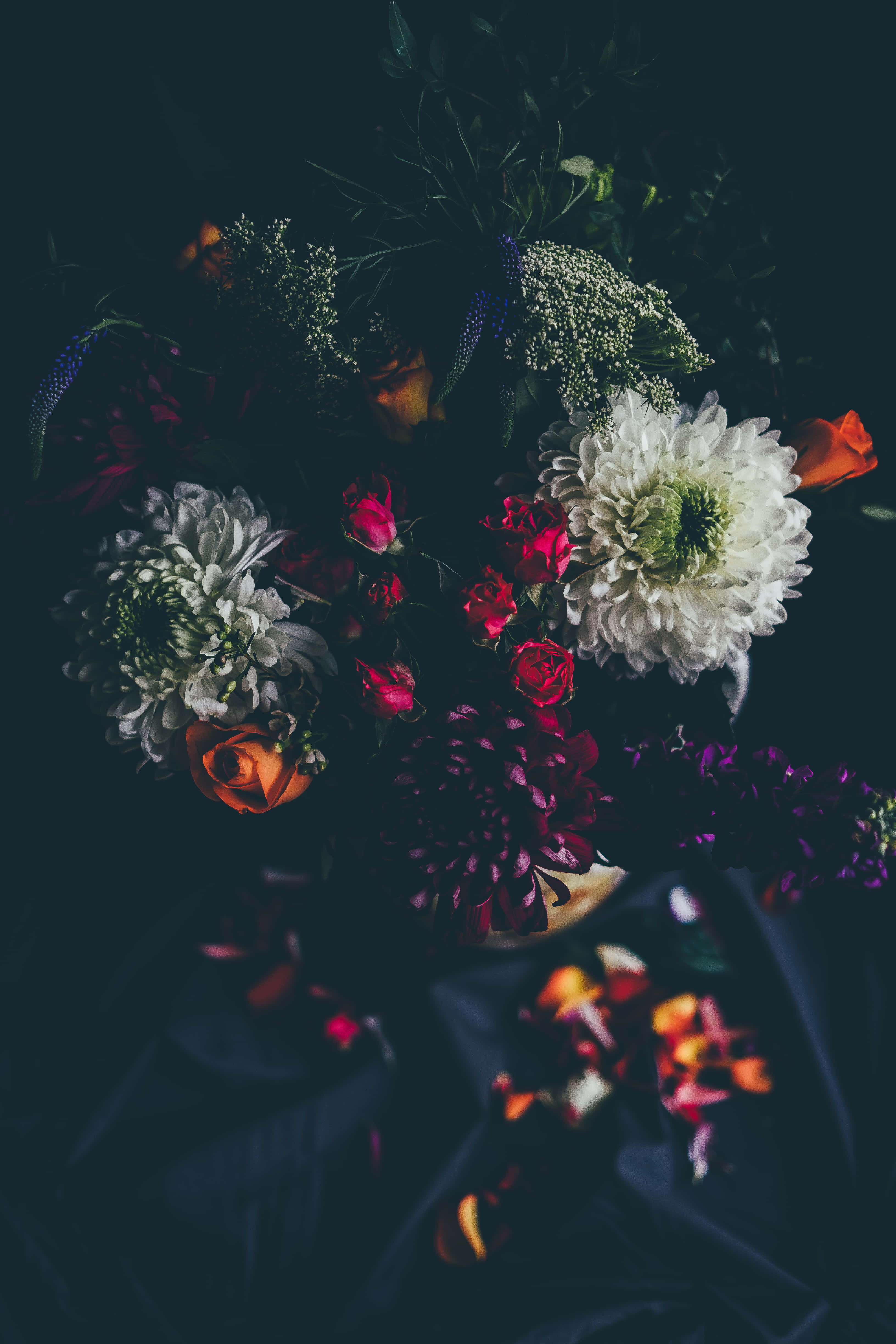 Donker Blomme Elegansie Muurpapier