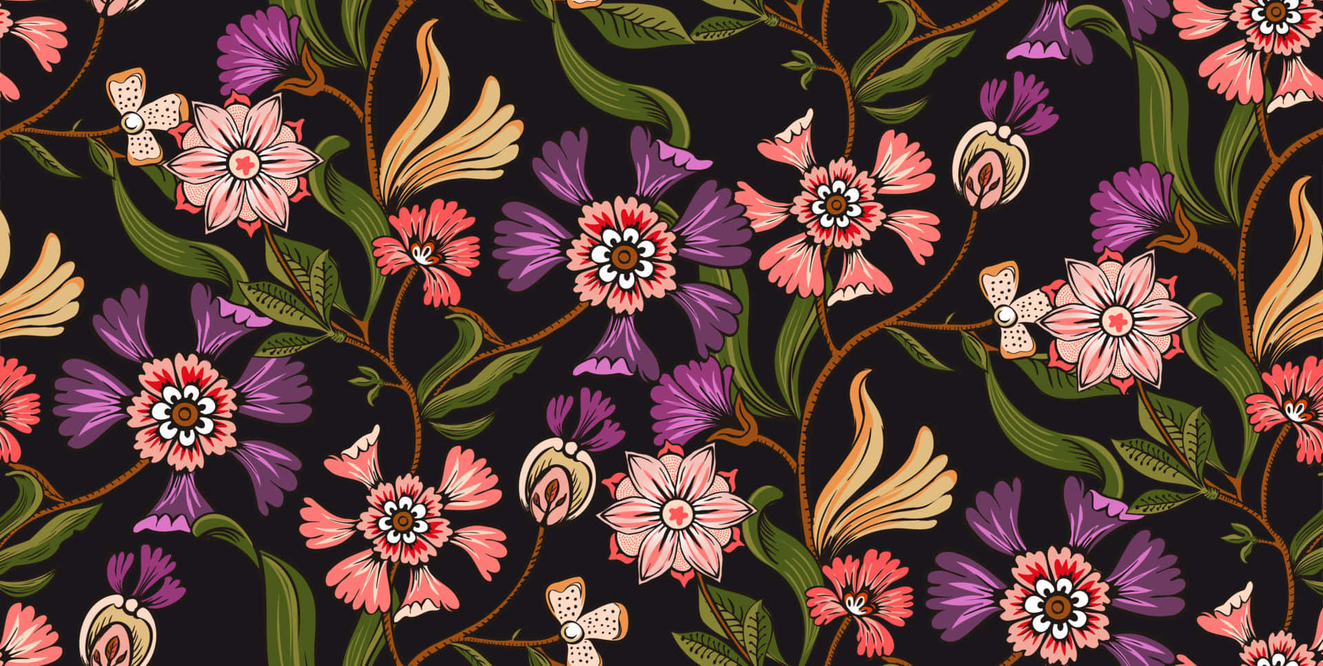 Donker Blommewonder Muurpapier