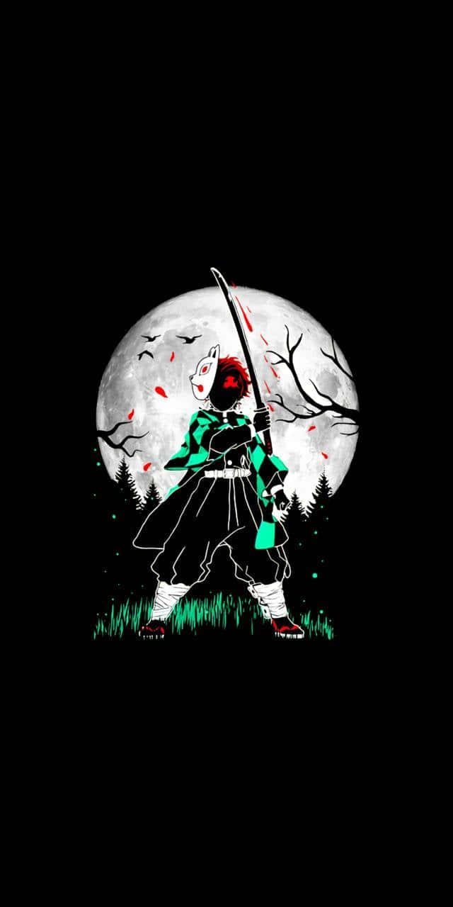 Donker Demon Slayer iPhone-sluitkerm Muurpapier