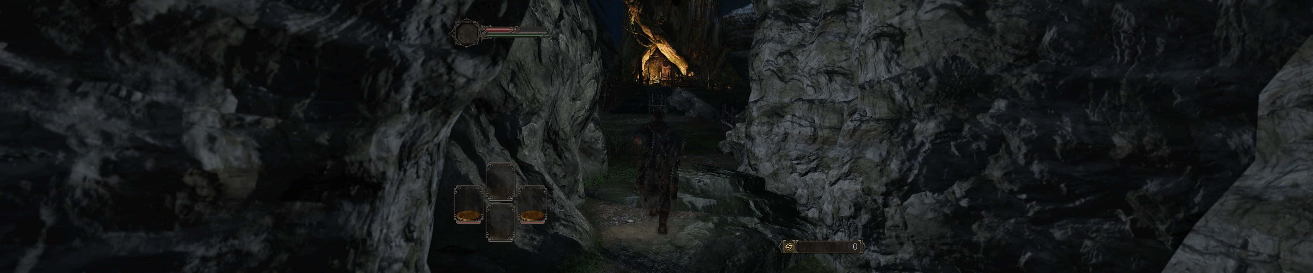 Donker Drievoudige Monitor van Dark Souls Muurpapier