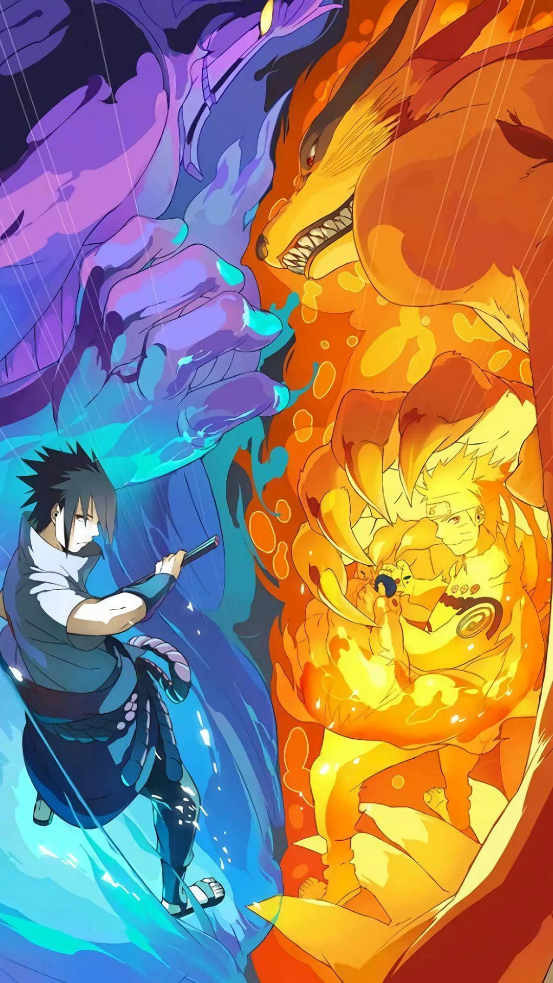 Donker en Nege Sterte Chakra Sasuke Naruto iPhone Muurpapier
