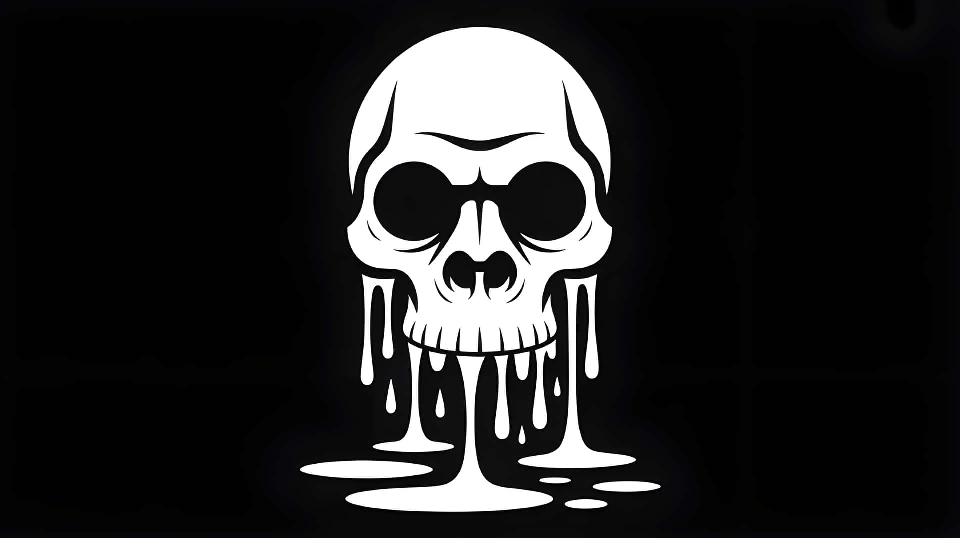 Esteties, Silhoeët, Geraamte, Halloween, Halloween Esteties, Ontwerp, Grafies, Kuns, Griezelig, Minimalisties, Donker, Donker Esteties, Abstrak, Goties, Gruwel, Gruwel Esteties, Wit, Swart, Drip, Skull — Donker estetiese GIF Muurpapier