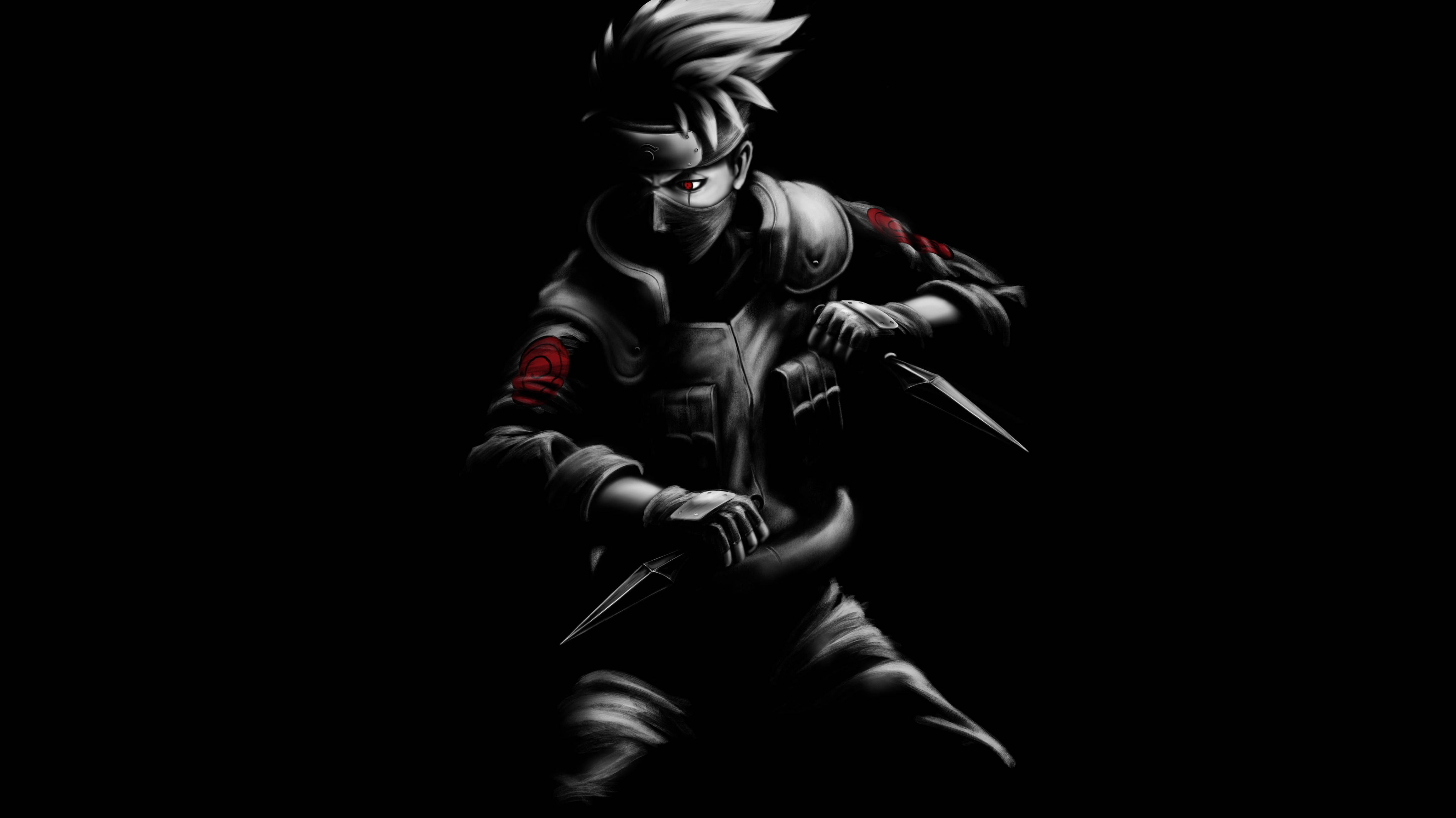 Donker Kakashi Naruto 4K Muurpapier