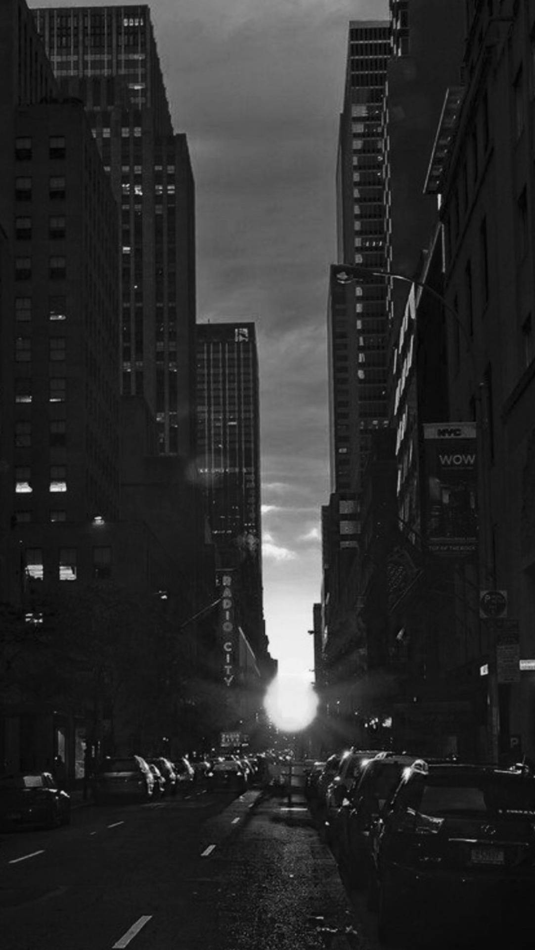 Donker Stad Monochroom Pad Muurpapier