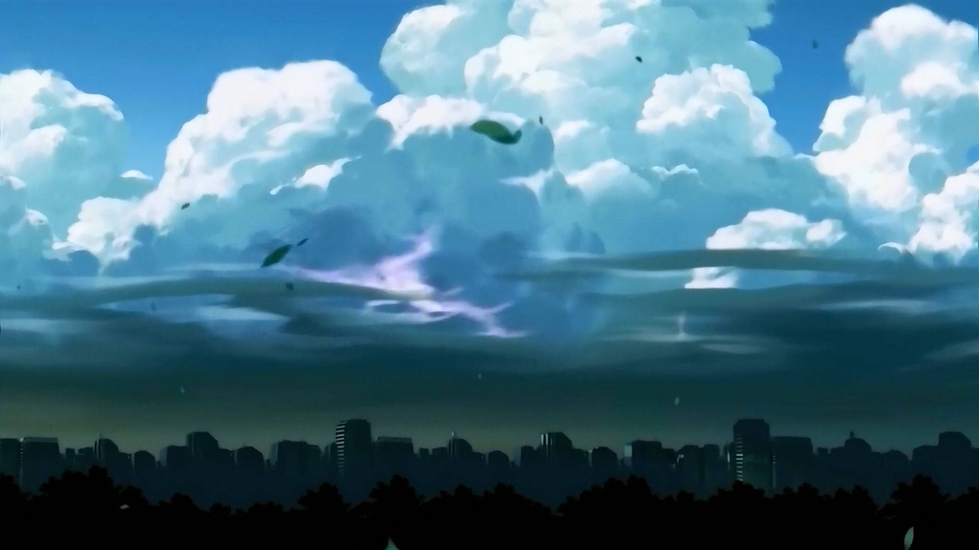 Donker Wolke Anime Landskap Muurpapier
