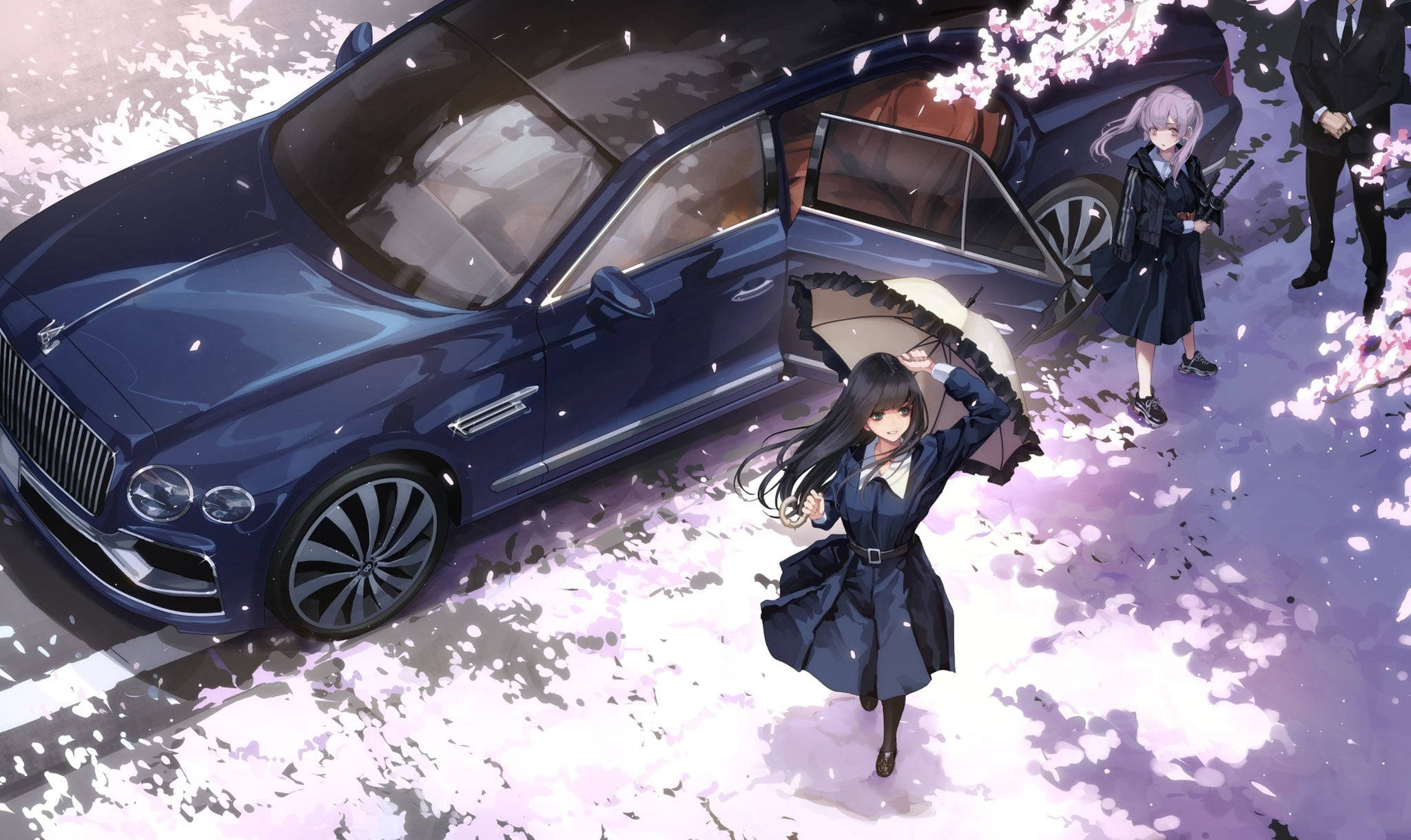 Donkerblou Luukse Anime-motor Muurpapier