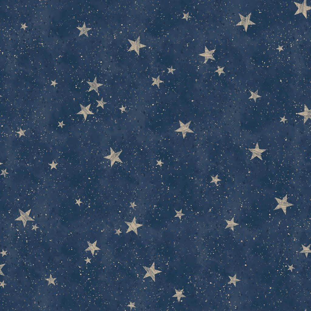 Donkerblou Ster Goud M1490 Muurpapier