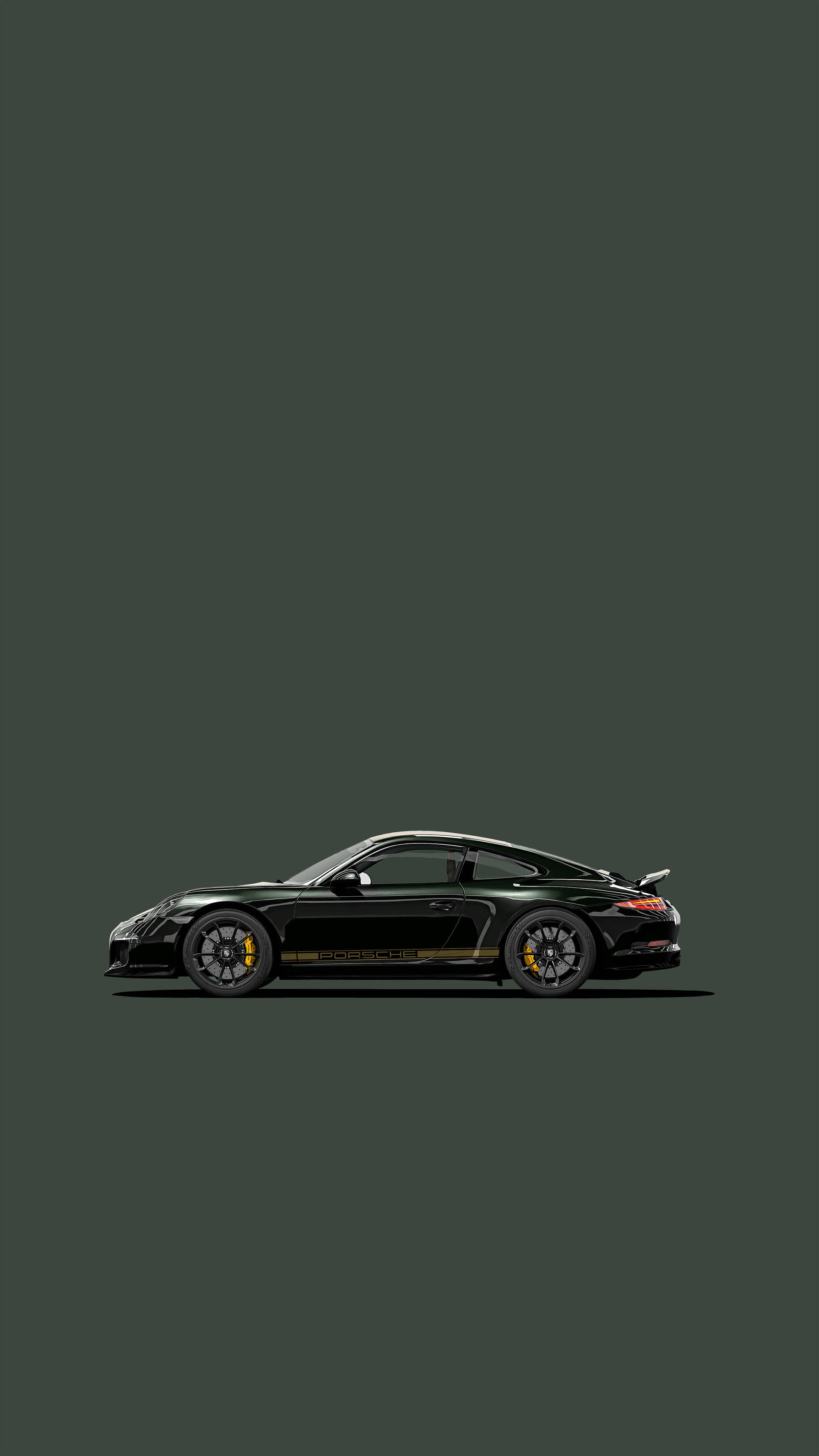 Donkergroen Porsche 911 Kunswerk — Donkergroen Muurpapier