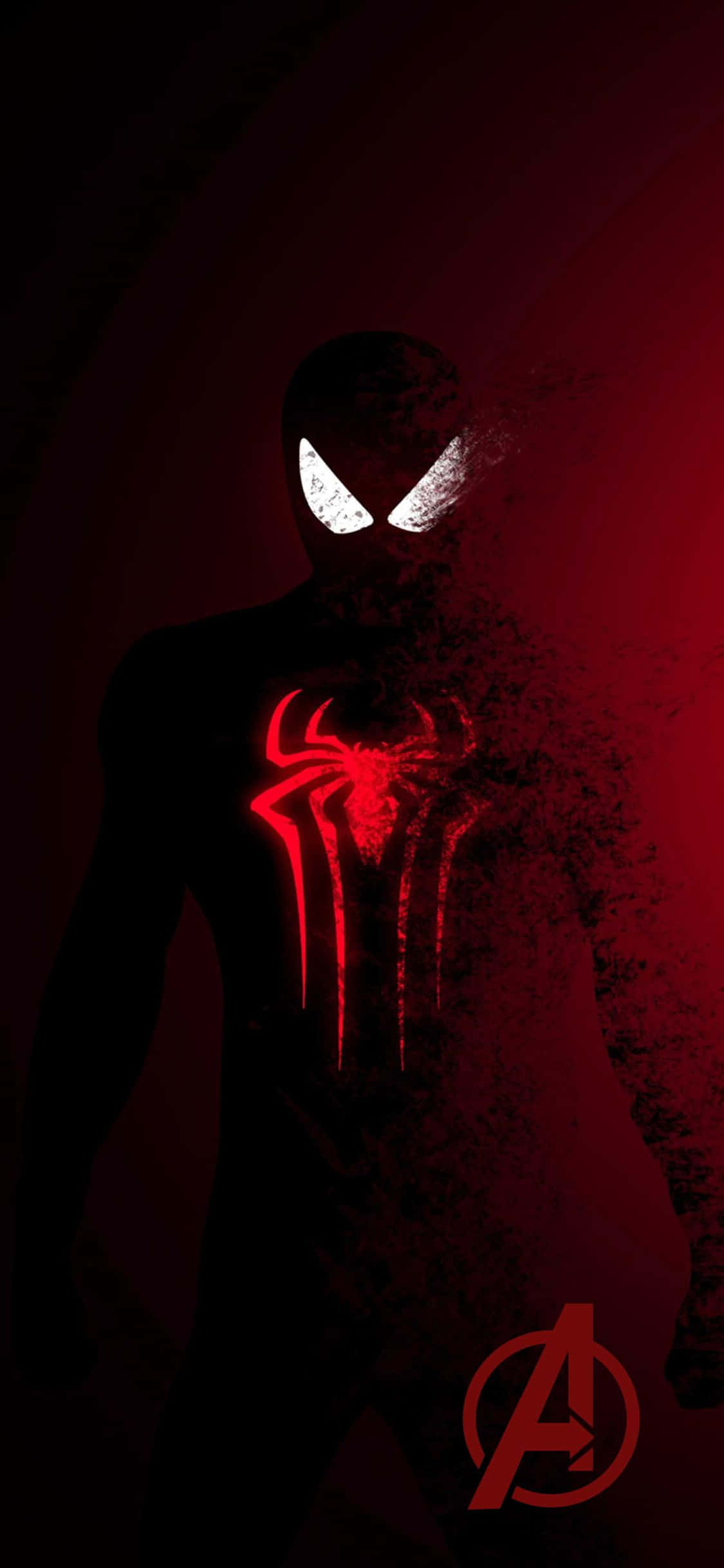 Donkerrooi iPhone XS Avengers Agtergrond Spinnekopman Muurpapier