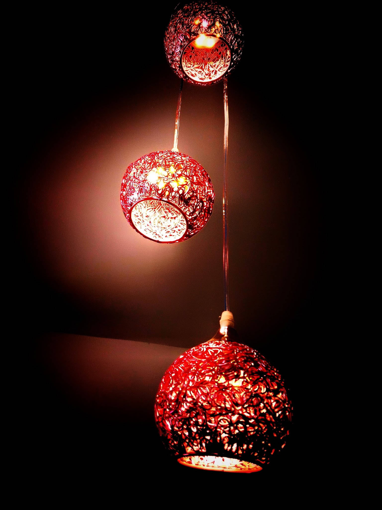 Donkerrooi Plafonlampe Muurpapier