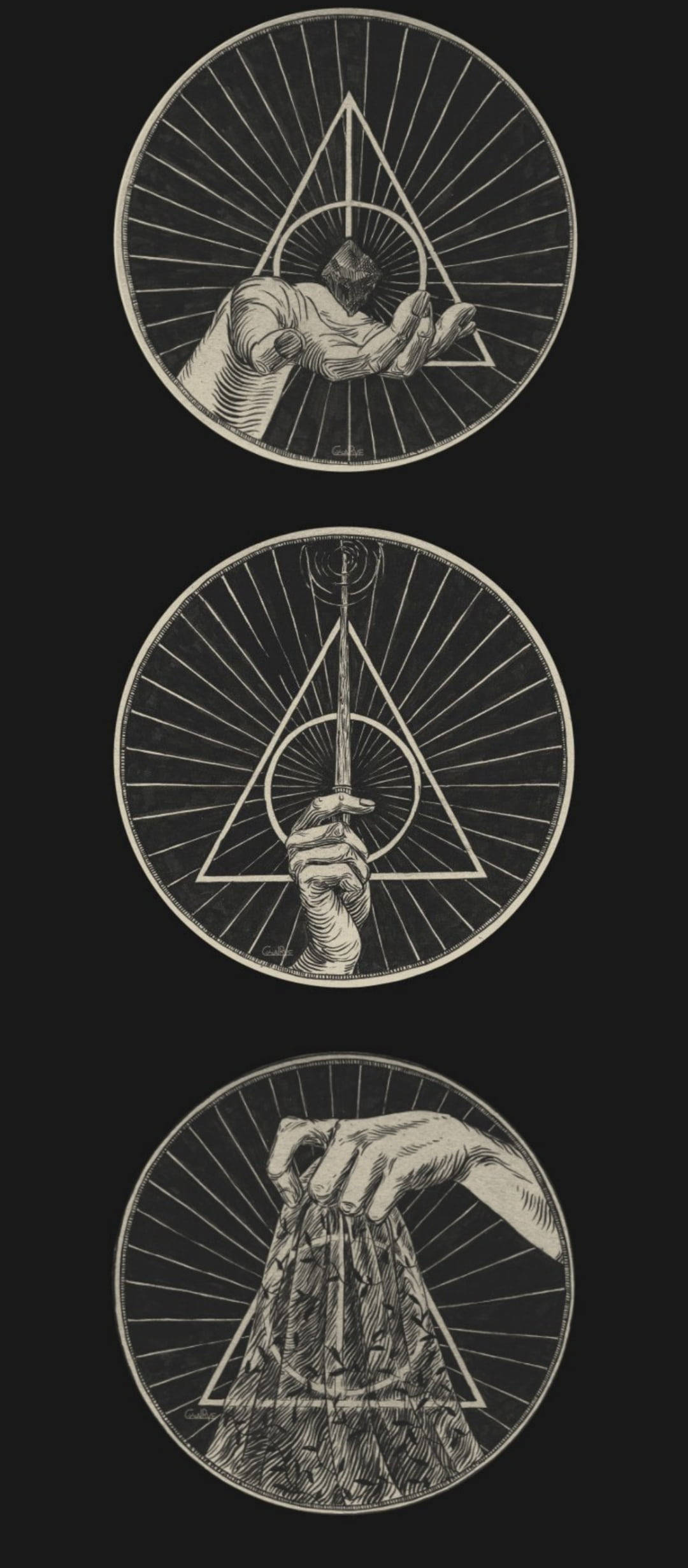 Doodlike Hallows Harry Potter-foon Muurpapier