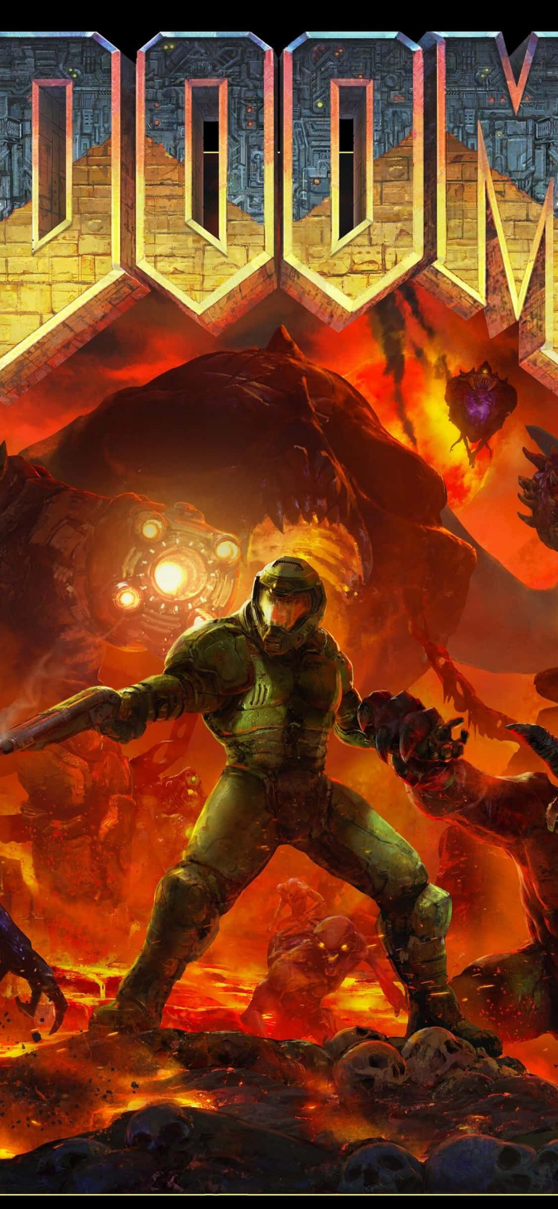 Doom-logo Bo-op iPhone Xs Agtergrond Muurpapier