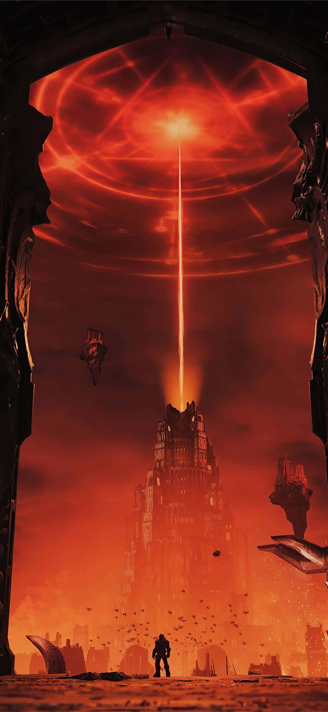 Doom Slayer in Aksie in Doom Eternal Muurpapier
