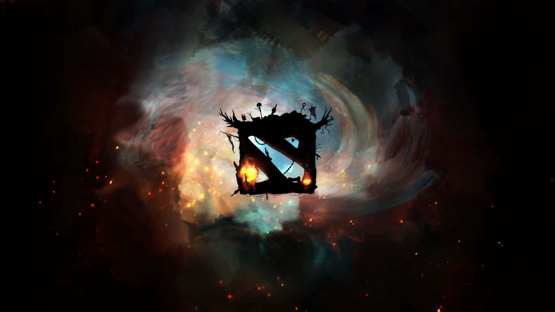 Dota Logo Vuur Rook Muurpapier