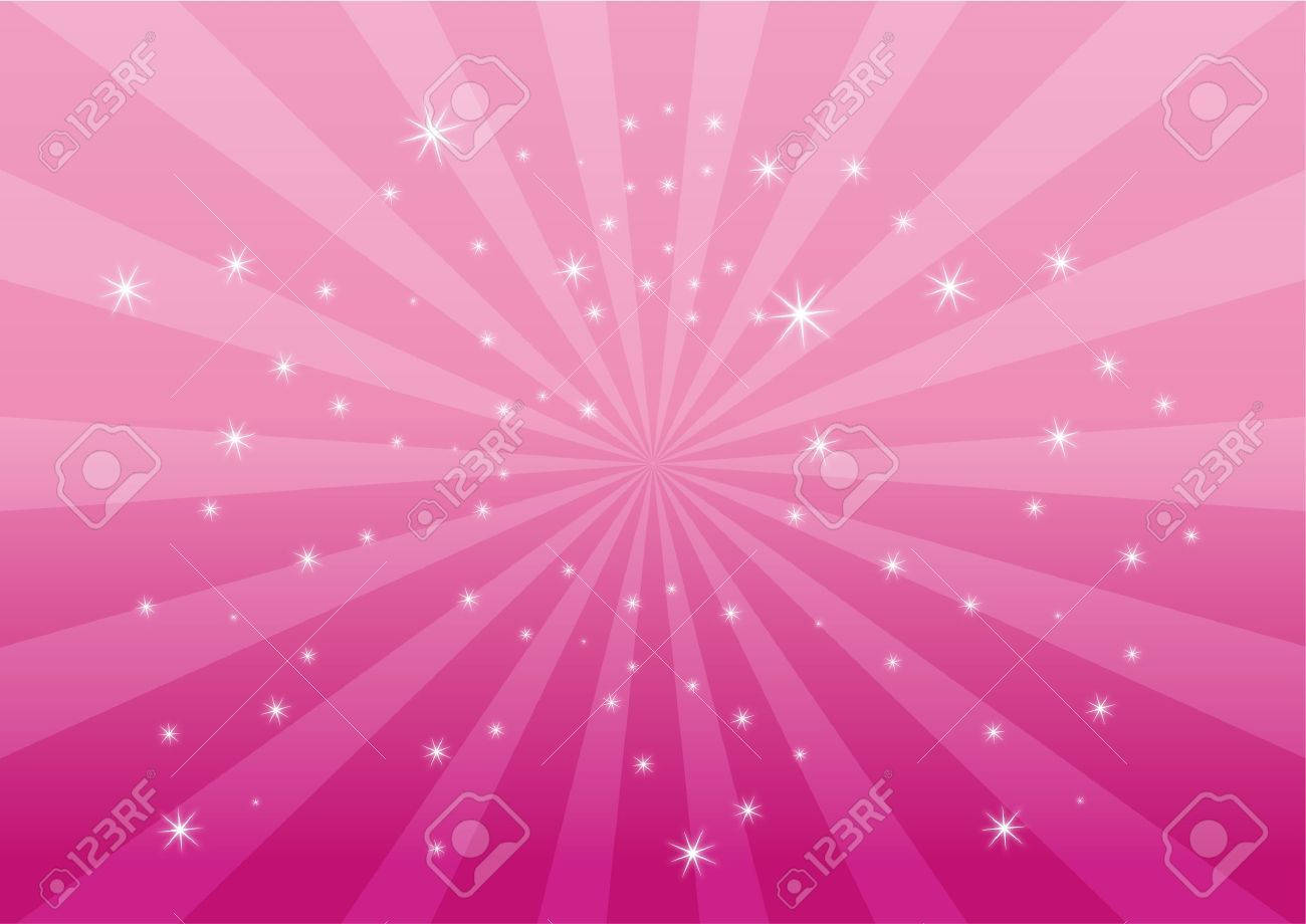 Draaiende Kawaii Pienk Agtergrond Met Sterre Muurpapier